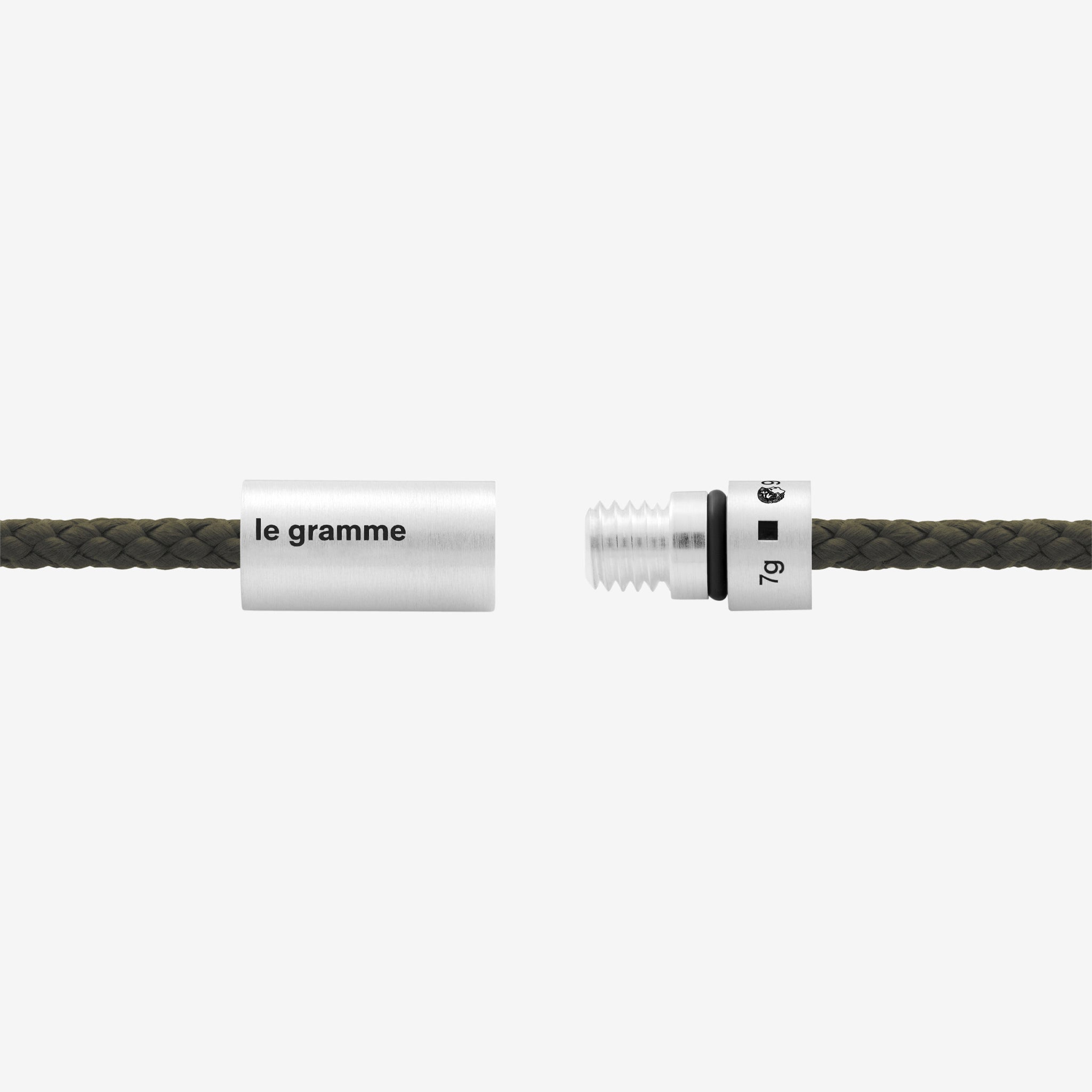 7g Brushed Sterling Silver & Khaki Polyester NATO Cable Bracelet for Men - Durable Military Style Wristband for Outdoor, Casual Wear & Everyday Fashion