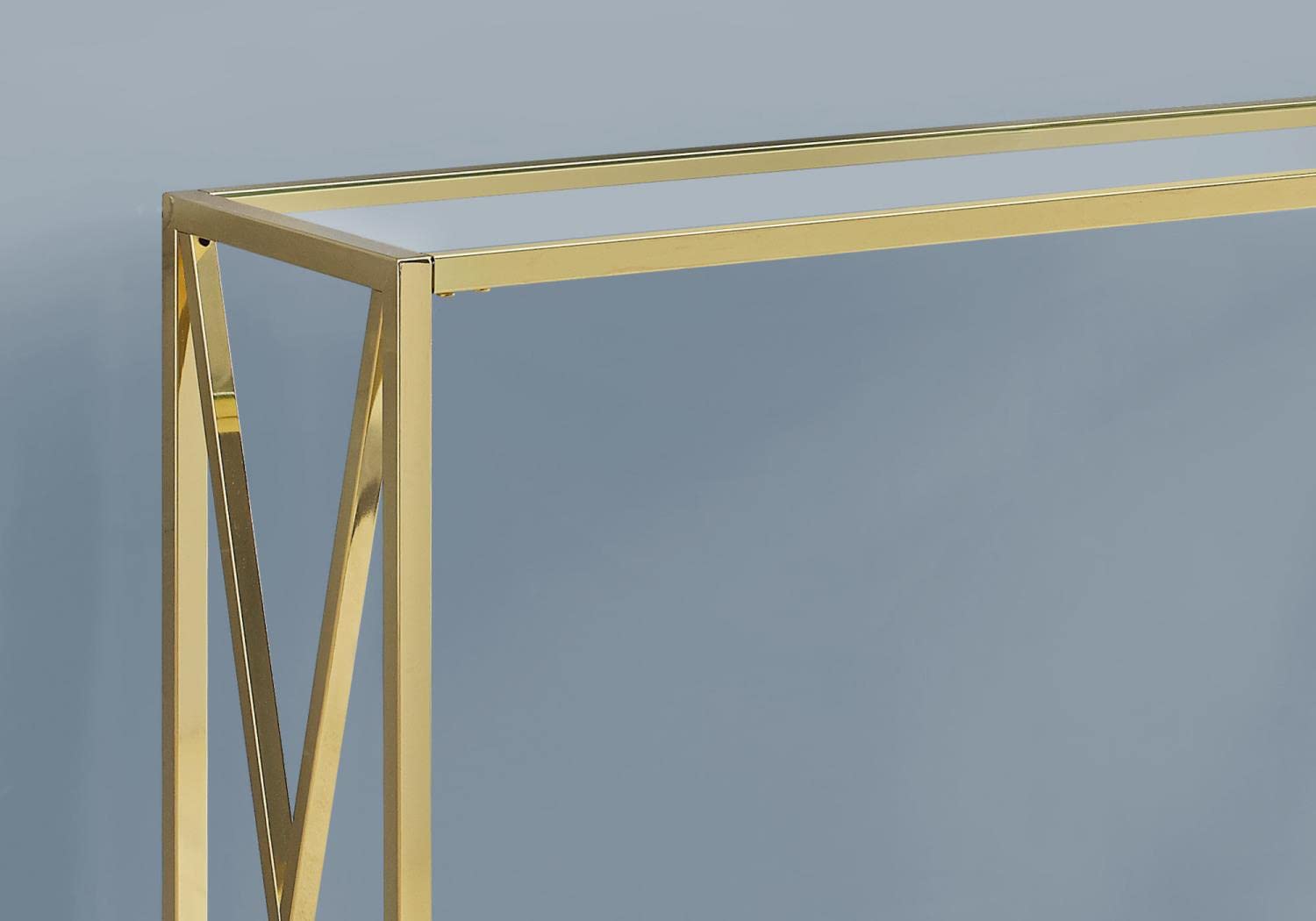 Monarch Specialties I Accent Console Table - Gold Finish Modern Entryway Sofa Table for Living Room, Hallway & Bedroom Decor