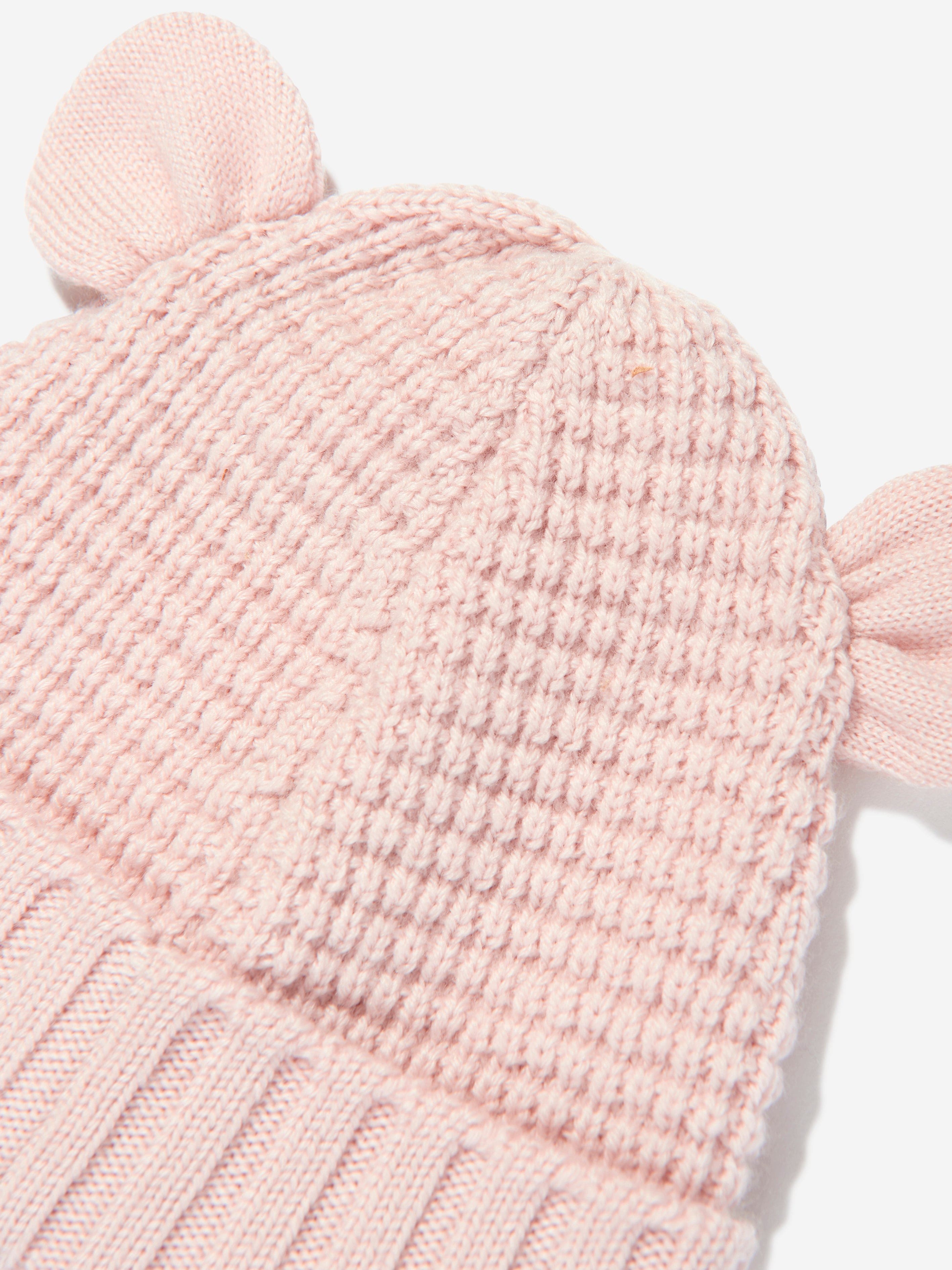 Pink Baby Girls Beanie Hat with Ears - Soft Winter Knit Hat for Infants & Toddlers - Perfect for Cold Weather, Outdoor Play & Photoshoots