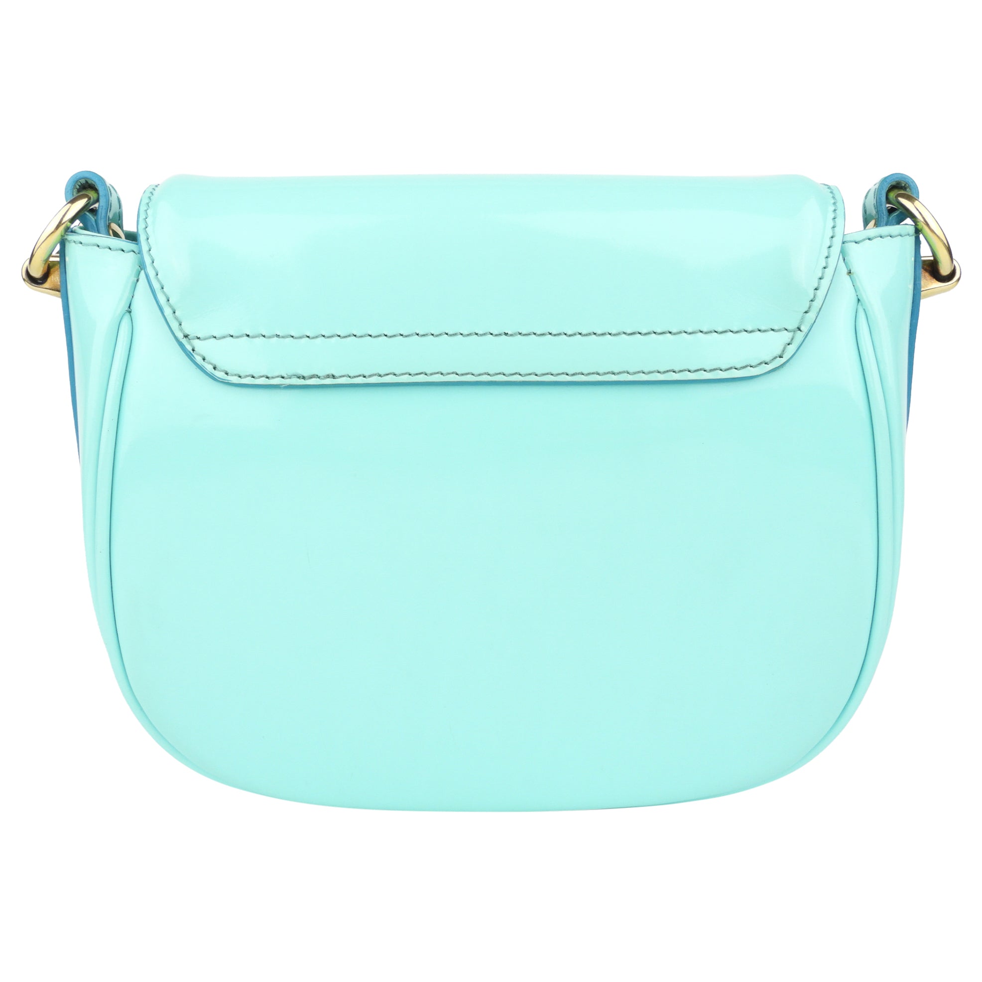 Burberry Prorsum Small Aqua Patent Leather Crossbody Shoulder Bag for Women | Luxury Designer Handbag for Everyday Use, Travel & Special Occasions