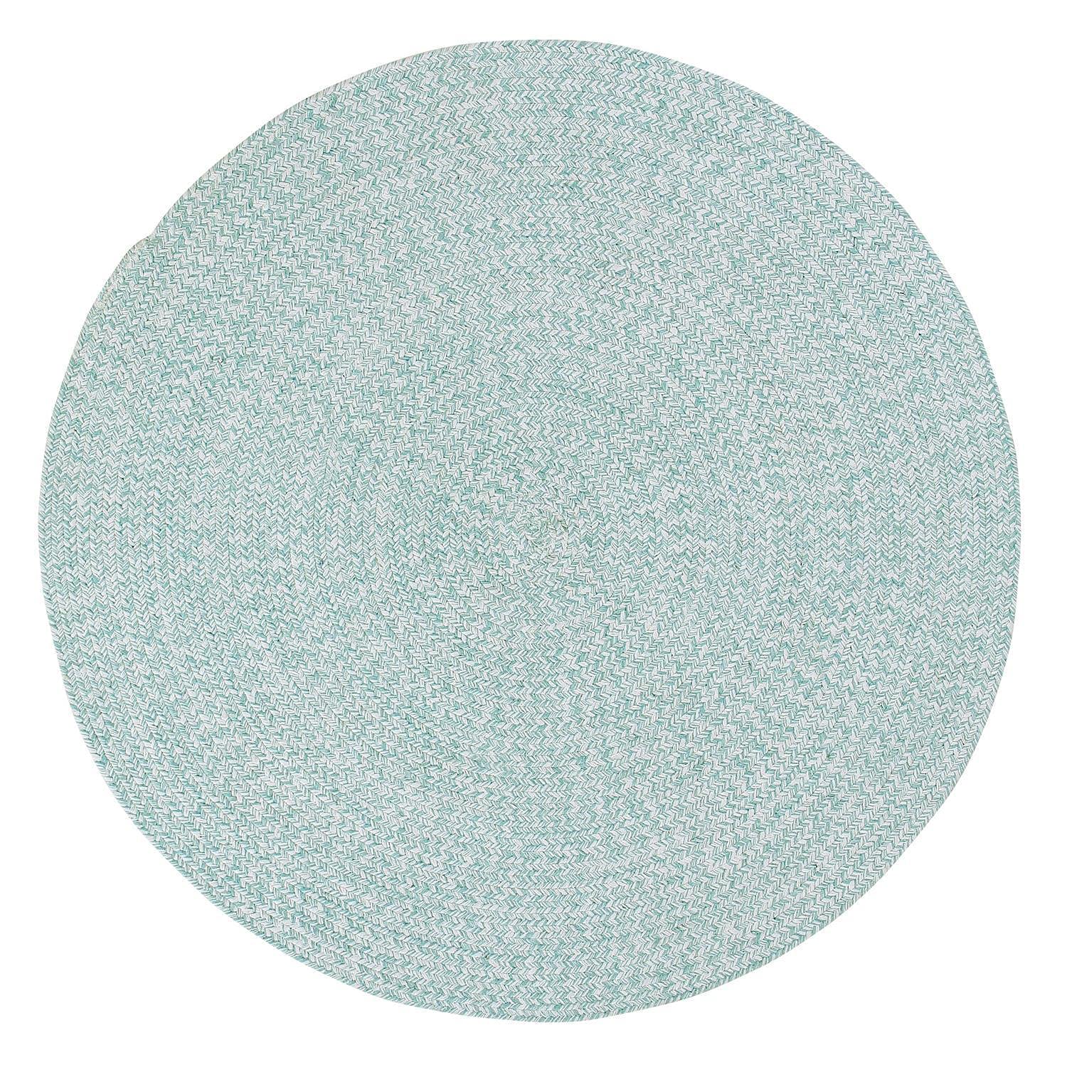 Super Soft Braided Farmhouse Area Rug - Reversible Cotton Kitchen Carpet in Turquoise & White, 6' Round - Perfect for Farmhouse Decor, Living Room, Bedroom & Dining Area