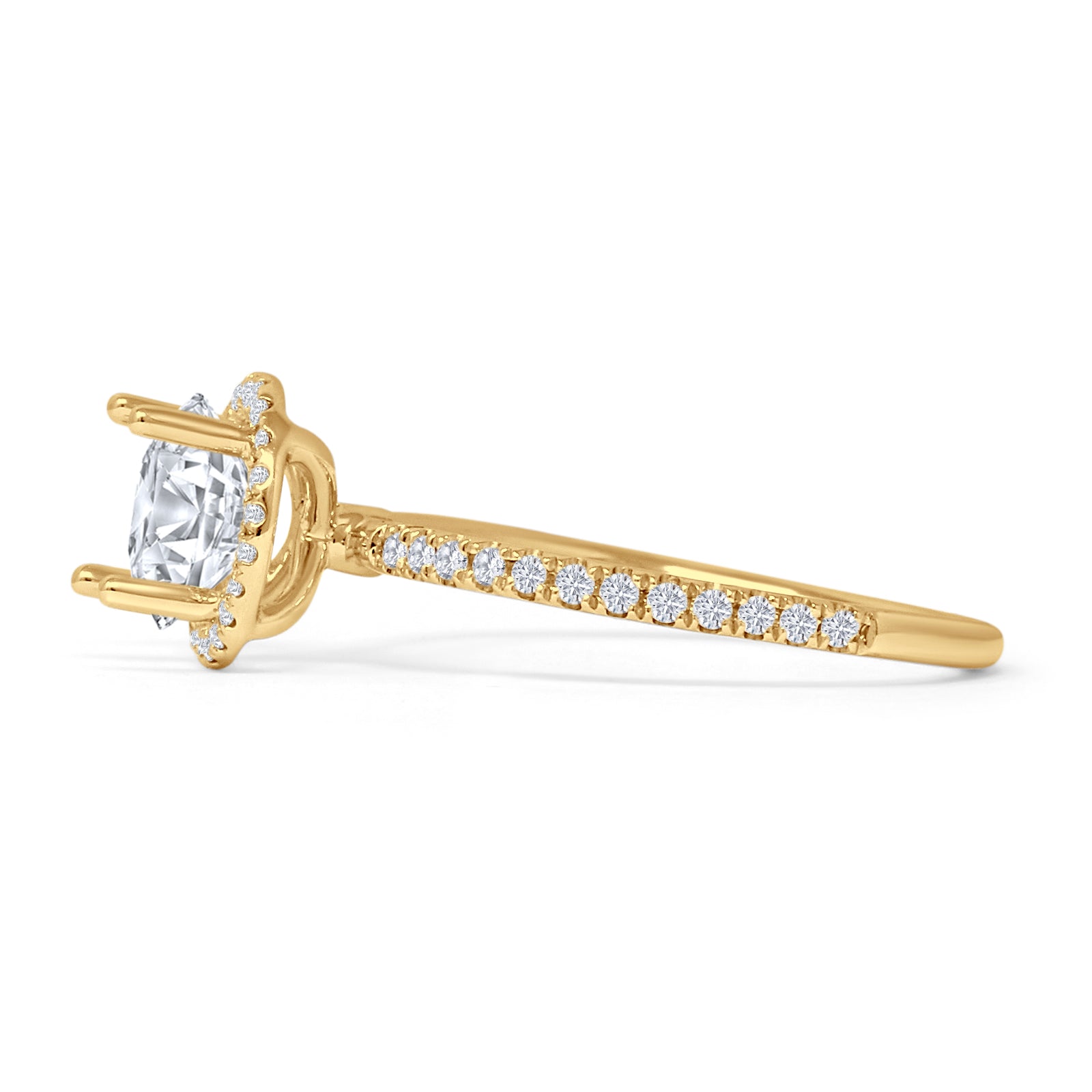 14K Yellow Gold Round Halo Moissanite Diamond Ring for Women - Elegant Engagement & Wedding Band - Perfect for Proposals, Anniversaries, and Special Occasions