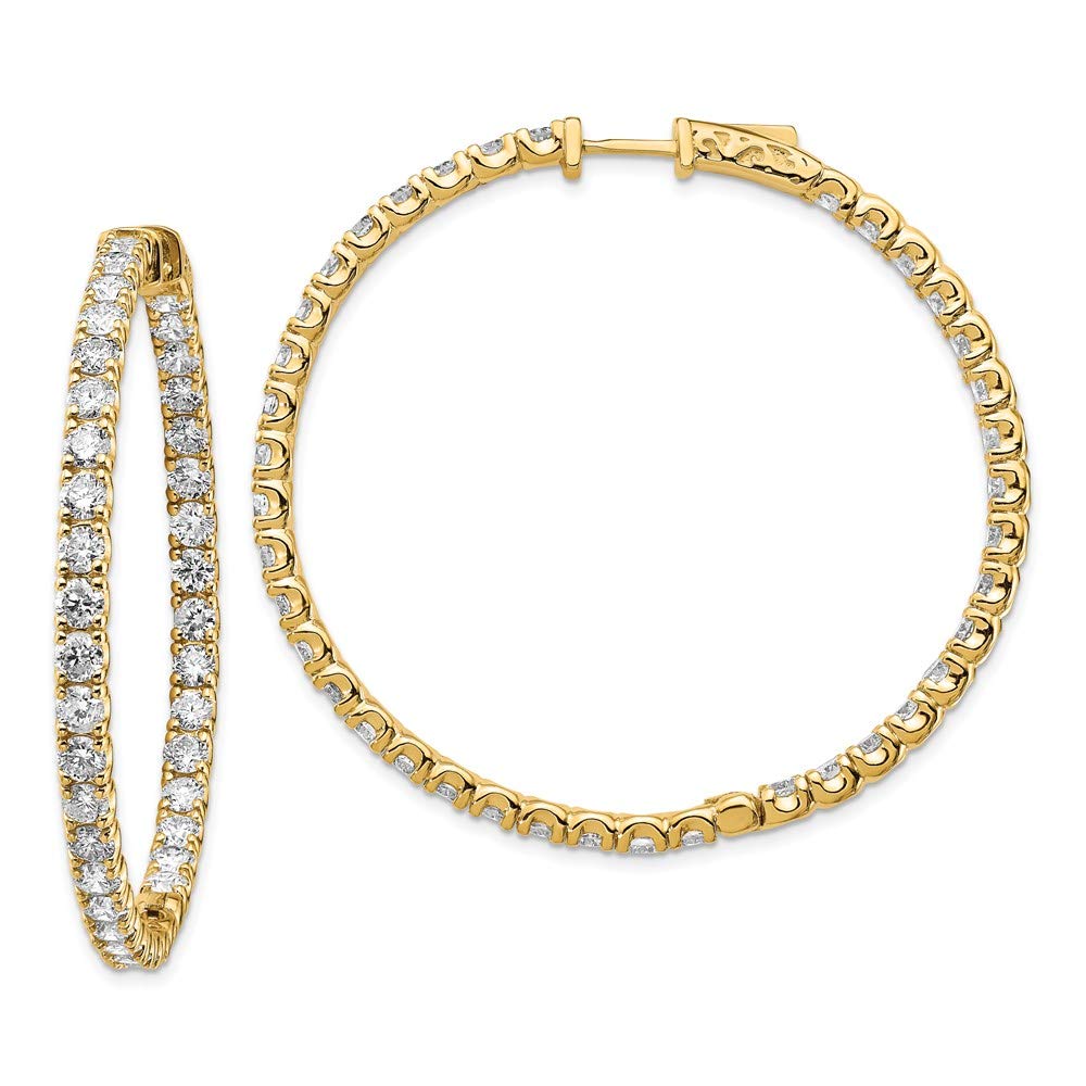 14K Yellow Gold In & Out Hoop Earrings for Women - Round Center Stone, 43mm | Elegant Everyday Wear & Special Occasion Jewelry
