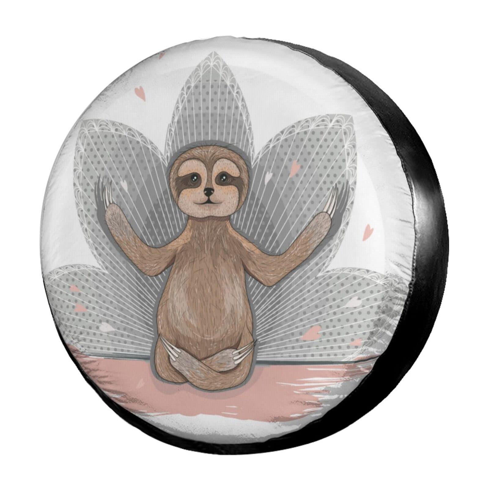 Waterproof & Dust-Proof 15 Inch Cute Yoga Sloth Spare Tire Cover - Universal Fit for Jeep, Trailer, RV, SUV & Most Vehicles - Perfect for Outdoor Adventures, Camping & Road Trips