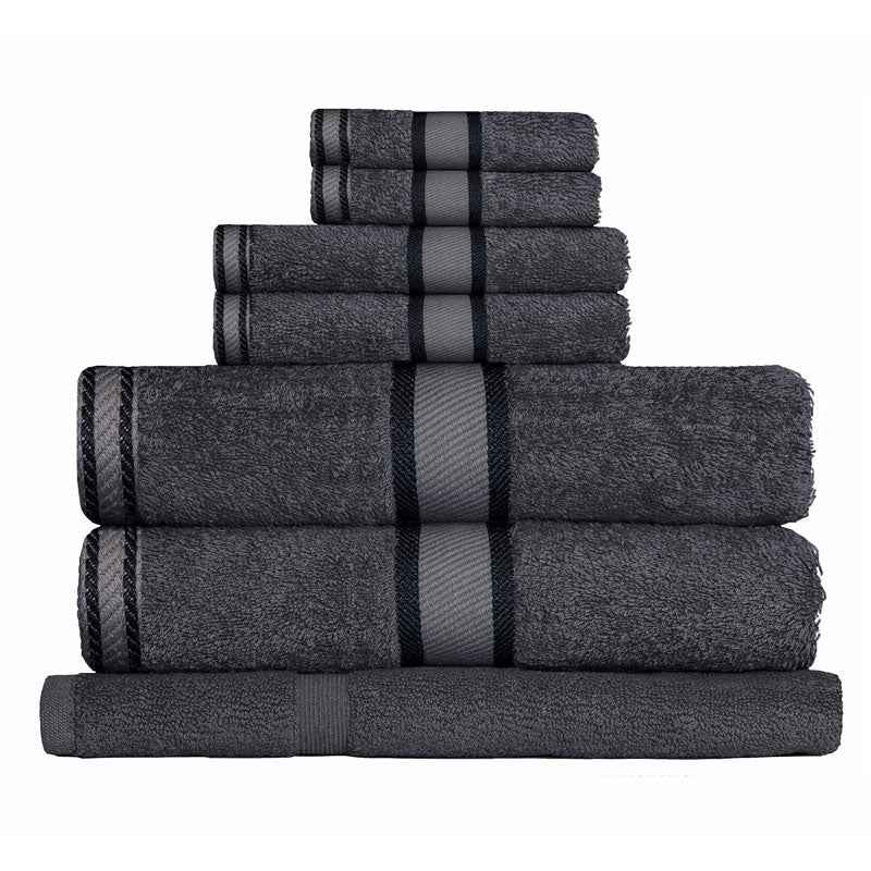Premium 100% Cotton Charcoal Bath Towel Set - 7 Piece Ultra Soft & Absorbent Towels for Spa, Gym, and Luxury Bathroom Use