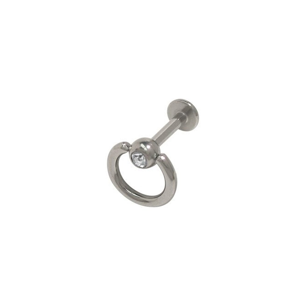 Stylish Body Jewelry - Door Knocker Labret Monroe Piercing with Clear CZ Gem for Lip, Nose, or Eyebrow