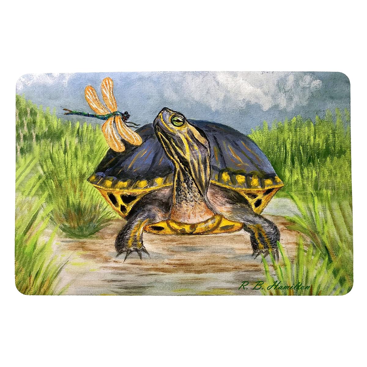 Betsy Drake Dragonfly to Turtle Small Door Mat - Non-Slip Indoor/Outdoor Welcome Mat for Home, Porch, or Entryway - Perfect for Patio, Garage, and Front Door Decor