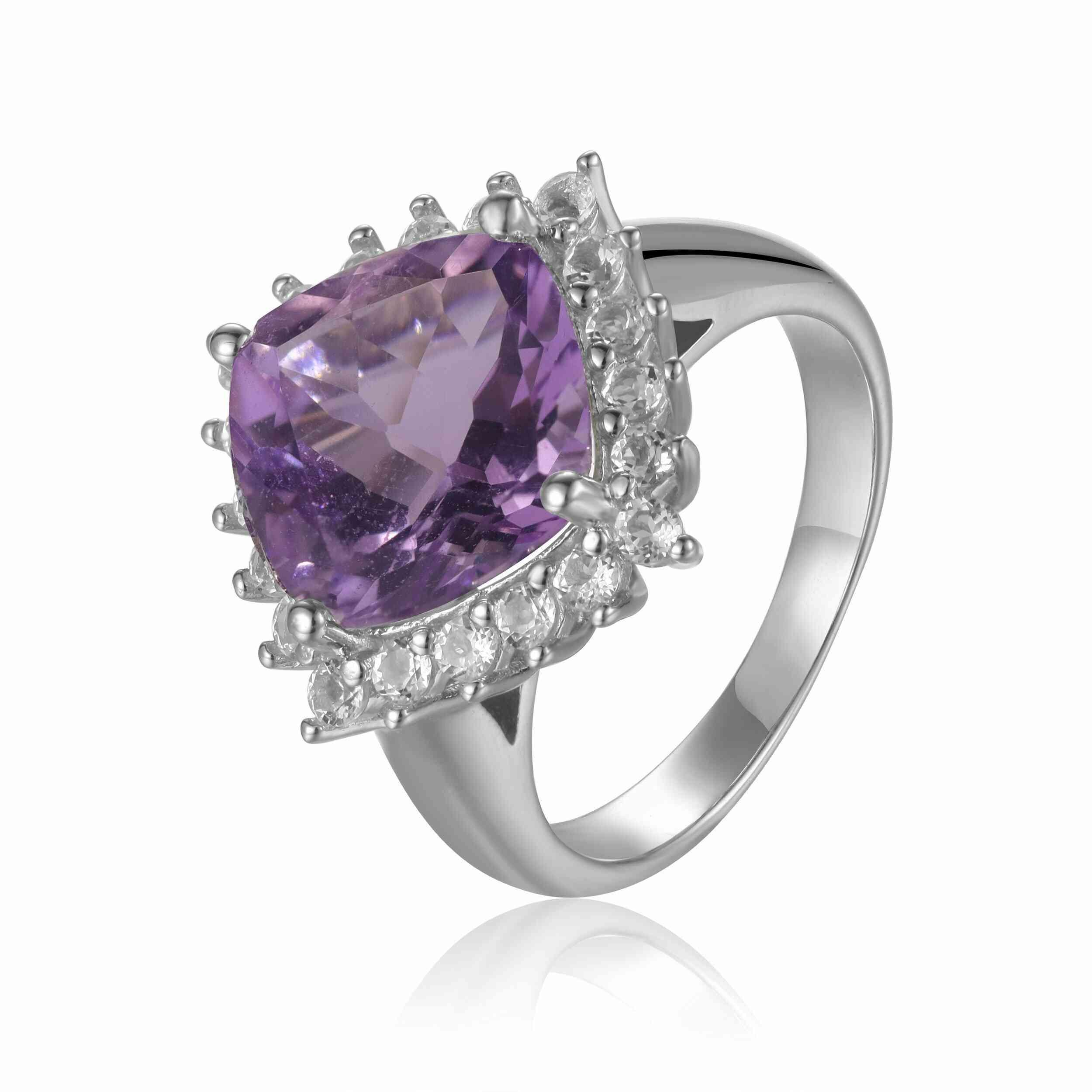 Pink Amethyst Checkerboard Statement Ring for Women - Elegant Crystal Jewelry Gift for Birthday, Anniversary & Special Occasions
