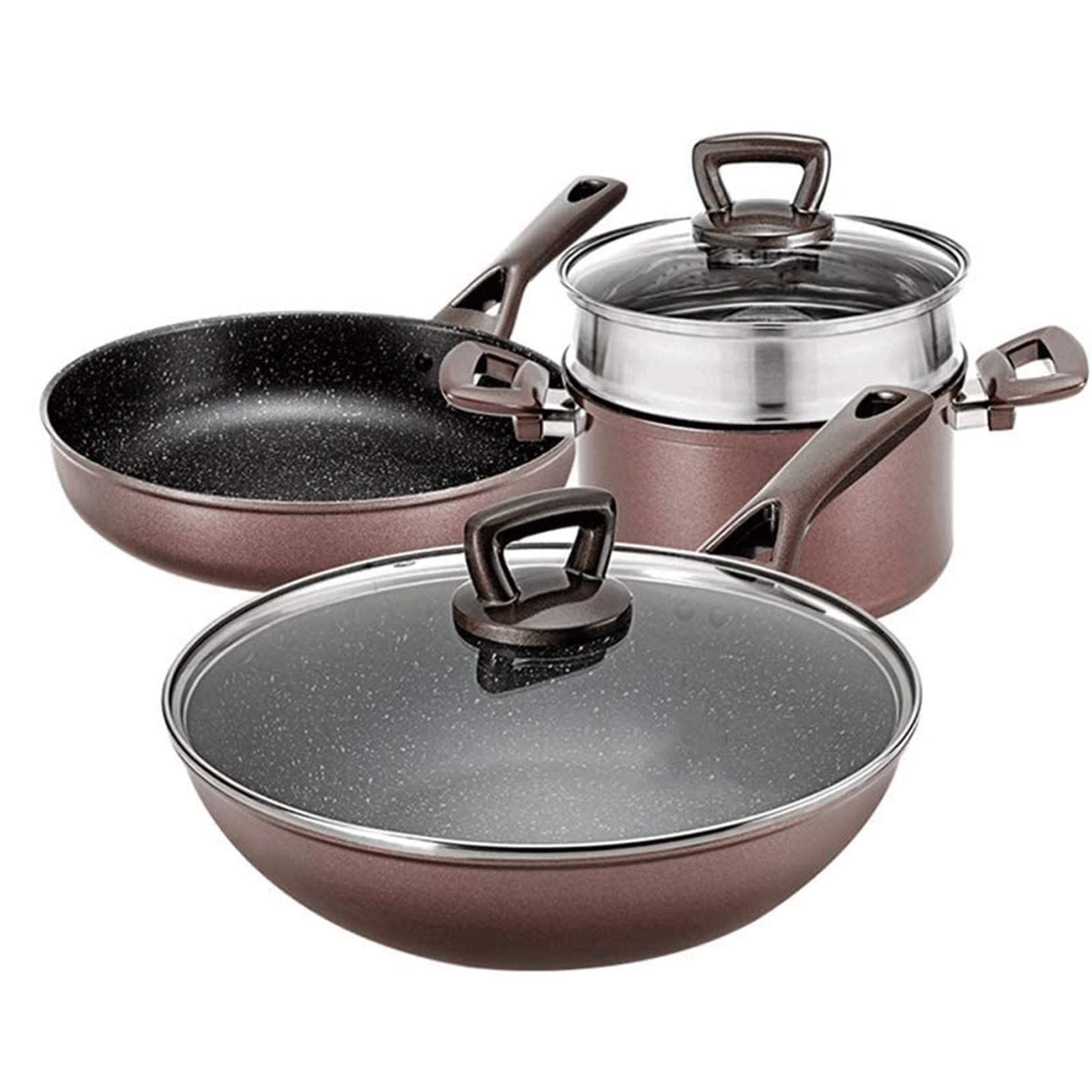AIIOW 6-Piece Nonstick Cookware Set - Durable & Easy-to-Clean Kitchen Pots and Pans for Home & Restaurant Use | Perfect for Frying, Boiling & Sauteing