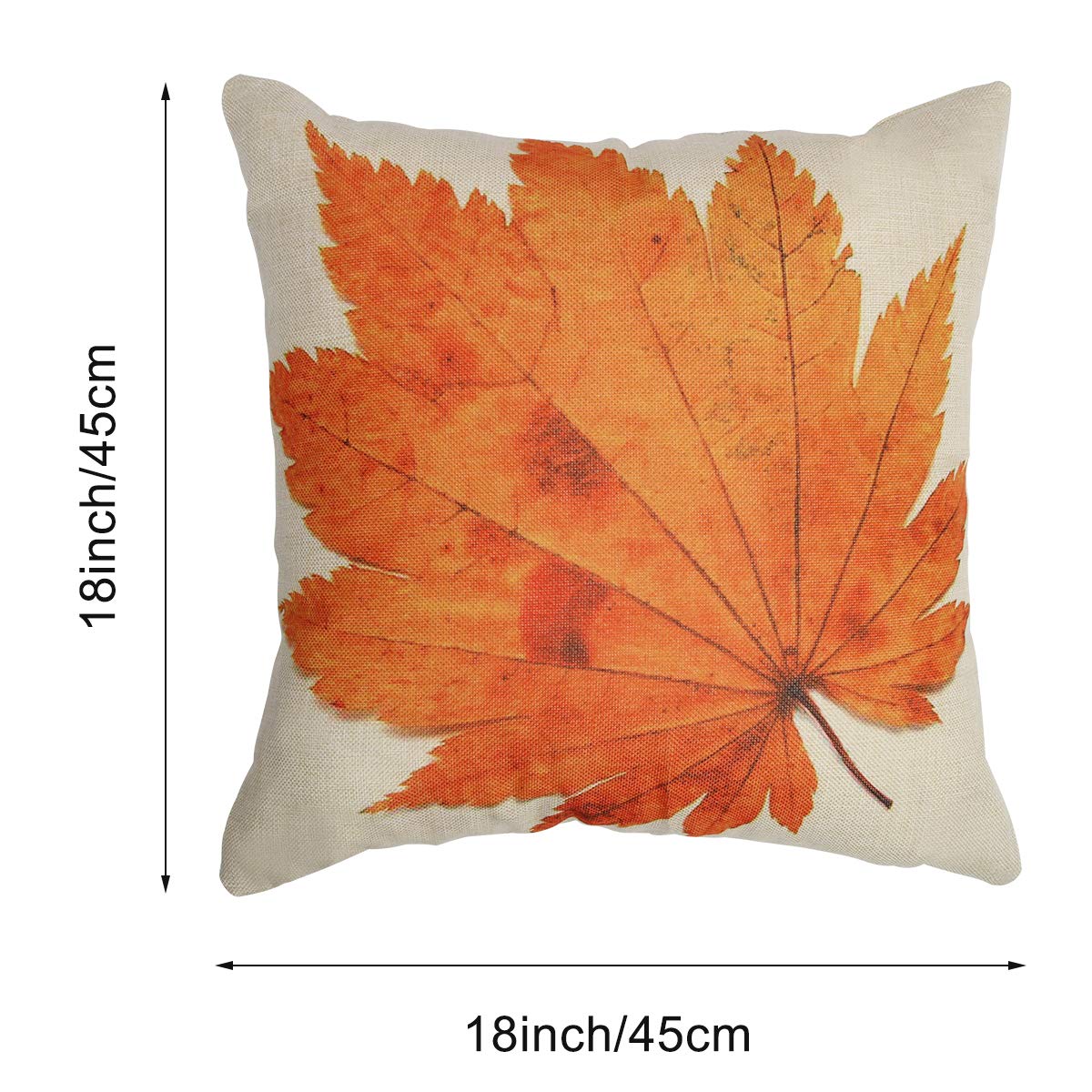 Fall Maple Leaf Pillow Covers 18x18 Inch - 2 Pack Autumn Decorative Linen Cushion Covers for Sofa, Couch, Bed & Car - Cozy Seasonal Home Decor for Thanksgiving & Halloween