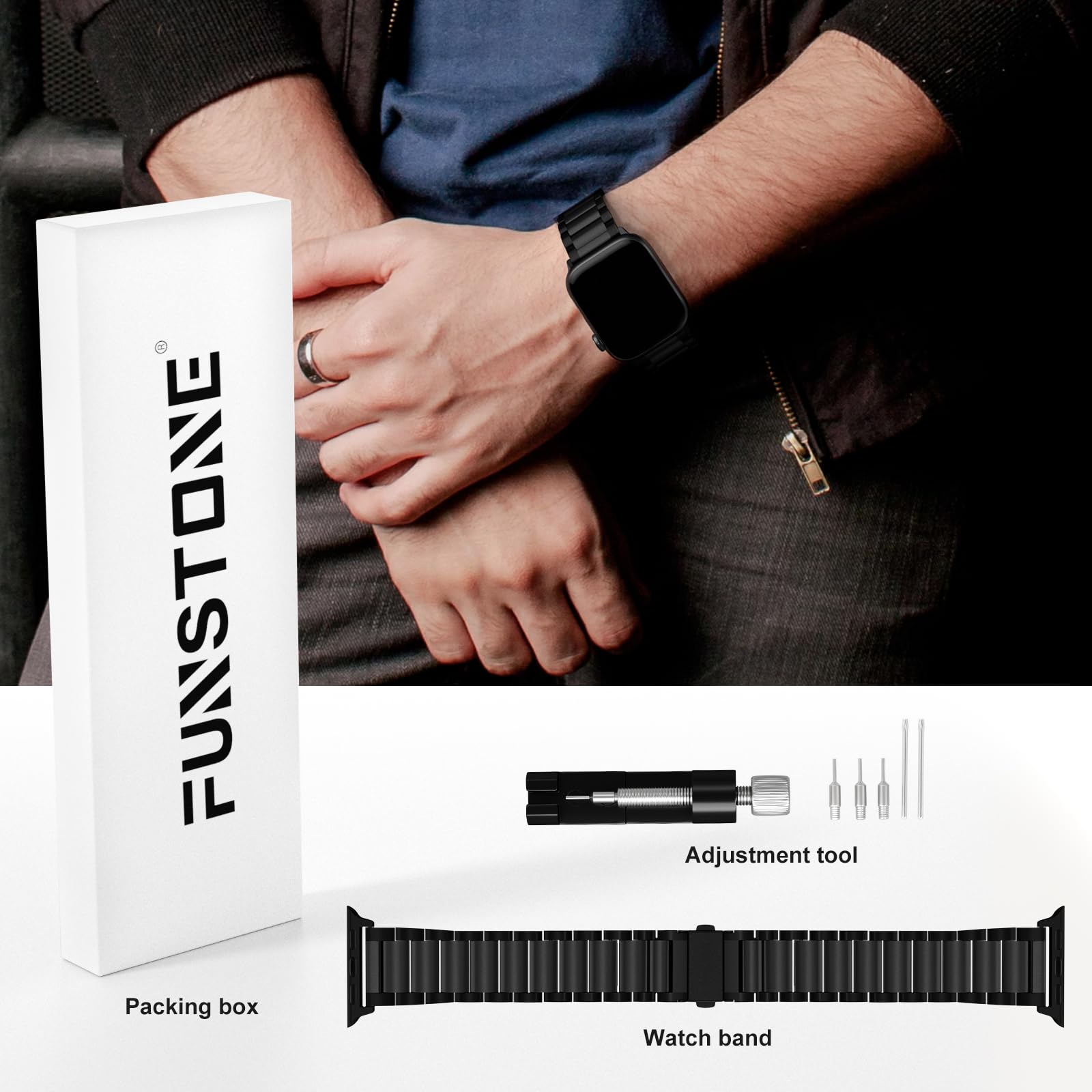 Premium Stainless Steel Metal Watch Band for Apple Watch Ultra 2/SE/Series 9/8/7/6/5/4/3/2/1 - 38mm 40mm 41mm 42mm 44mm 45mm 49mm Universal Replacement Strap for Men & Women - Perfect for Workouts, Office Wear & Everyday Fashion