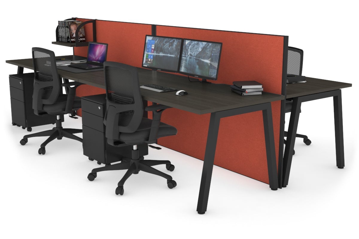 Horizon Quadro 4-Person Office Workstation Bench with A-Legs - 1200L x 800W with Cable Management - Perfect for Collaborative Workspaces & Open Office Environments
