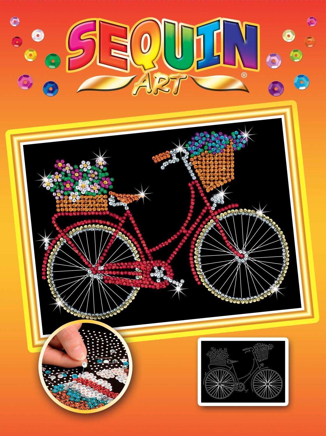 Sequin Art Orange BICYCLE Sparkling Arts and Crafts Kit for Kids DIY Home Decor & Party Supplies | Creative Gift for Birthday, Christmas & Craft Lovers