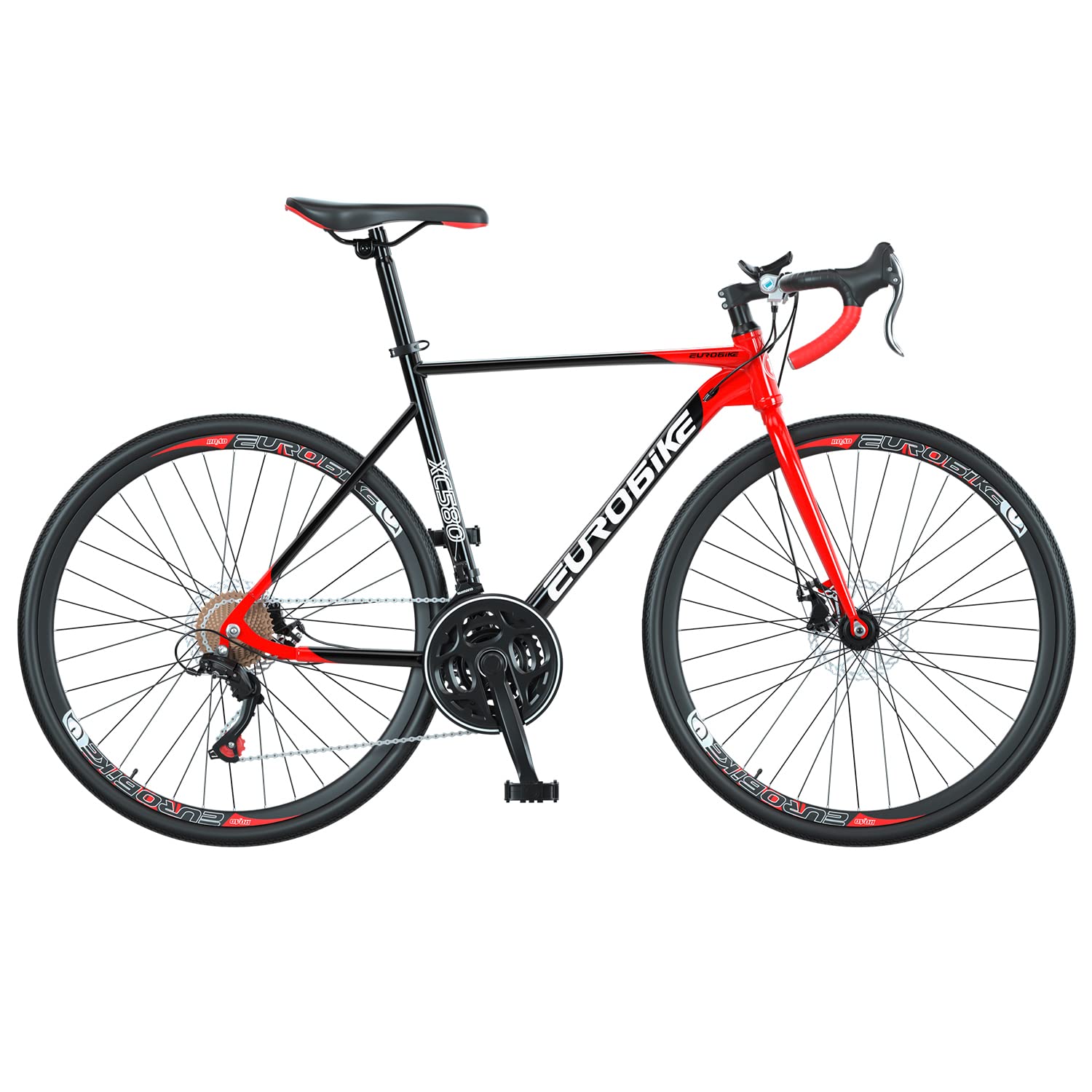 EUROBIKE SD XC580 700C Gravel Bike for Adults - 54cm Steel Frame, 21-Speed Gear System, Dual Disc Brakes - Perfect for Commuting, Adventure Riding & Off-Road Trails