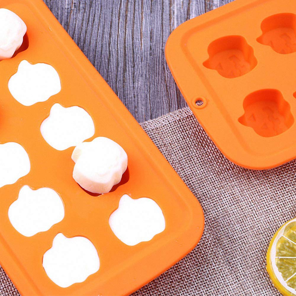 4Pcs Halloween Silicone Chocolate Candy Molds Set - Bat, Pumpkin, Witch Hat, Ghost, Skull Shapes for Jello, Fat Bombs, Soap, Wax, Crayons - Perfect for Halloween Party Favors, DIY Treats & Baking Decorations