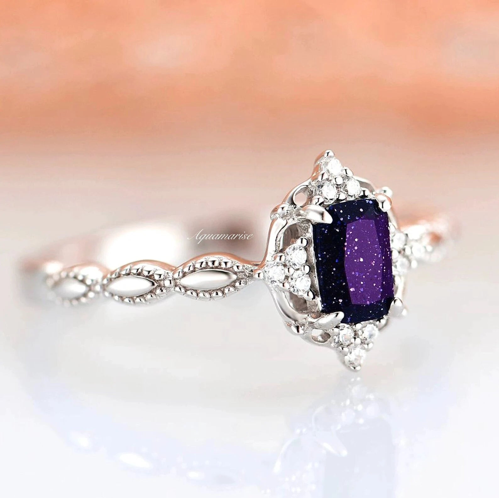 Galaxy Sandstone Starry Night Couples Ring - Matching Wedding Bands for Him & Her, Unique Celestial Jewelry Gift for Anniversary, Engagement, or Romantic Occasions