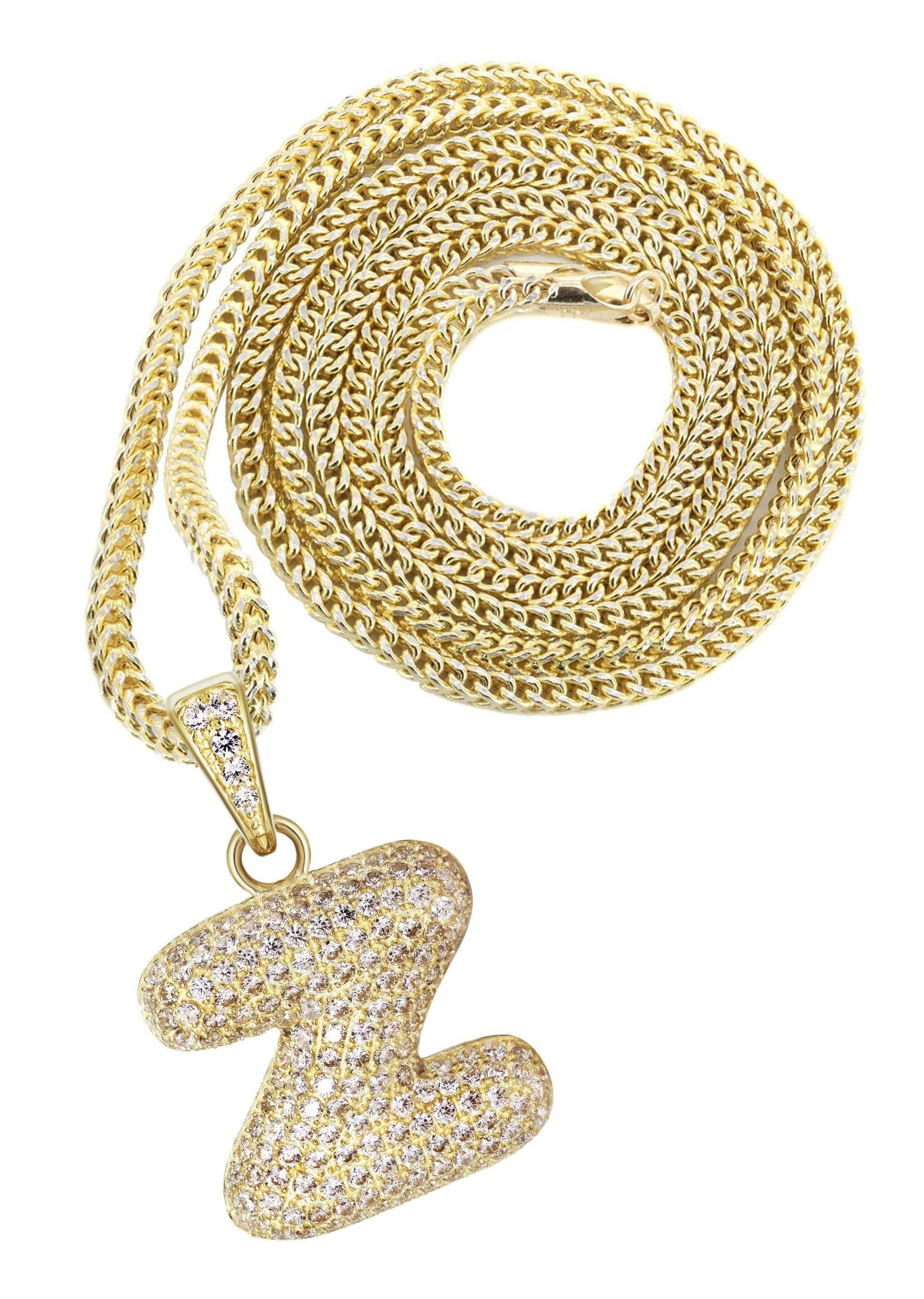 10K Yellow Gold Bubble Letter Z CZ Necklace for Women | 15 Grams | Elegant Layering Jewelry for Everyday Wear & Special Occasions
