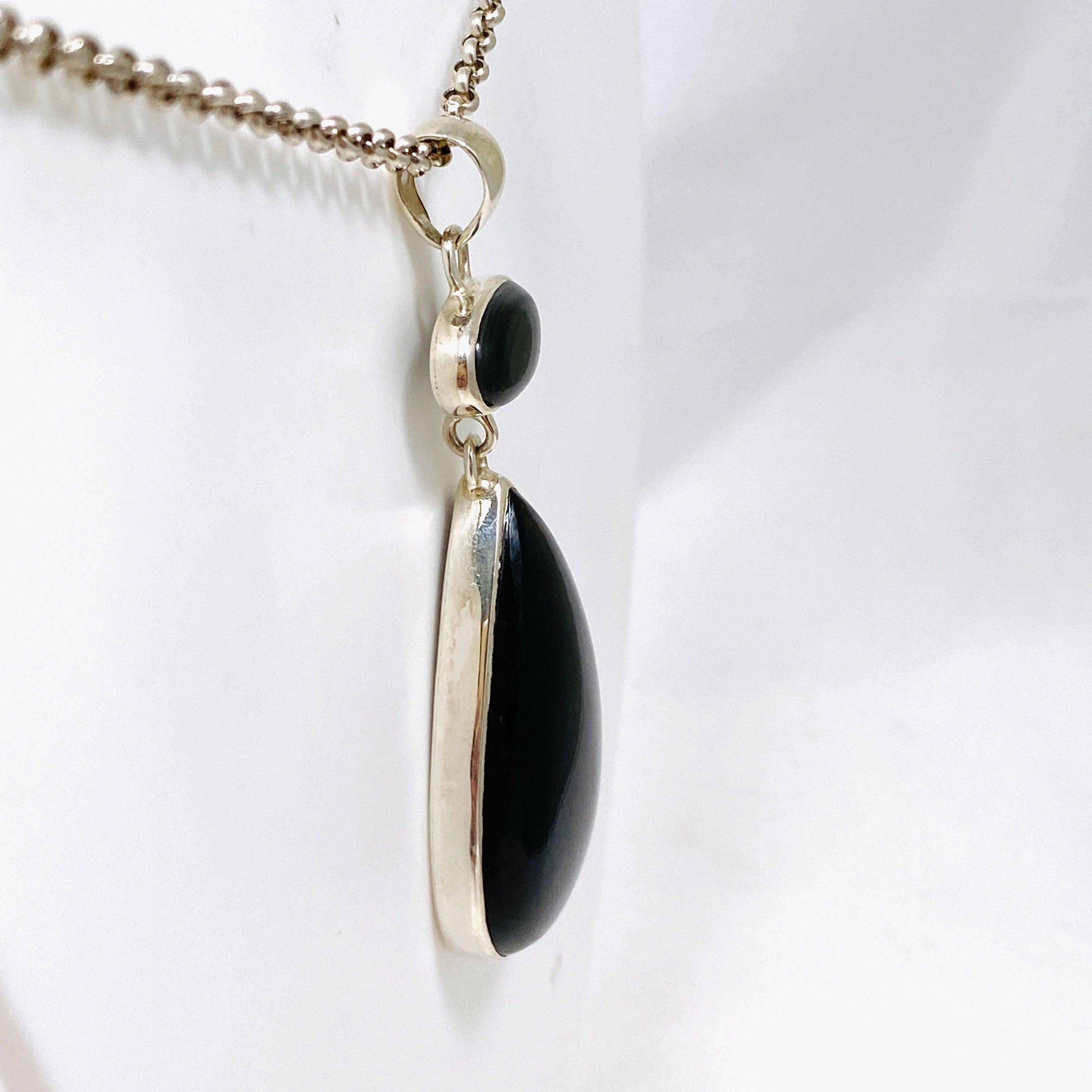 Rainbow Obsidian Double Stone Teardrop Pendant Necklace - Natural Gemstone Jewelry for Women - Perfect for Spiritual Healing, Meditation & Everyday Wear