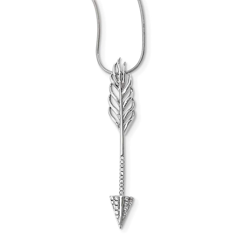 Sterling Silver CZ Arrow Necklace for Women - Elegant Jewelry Gift
