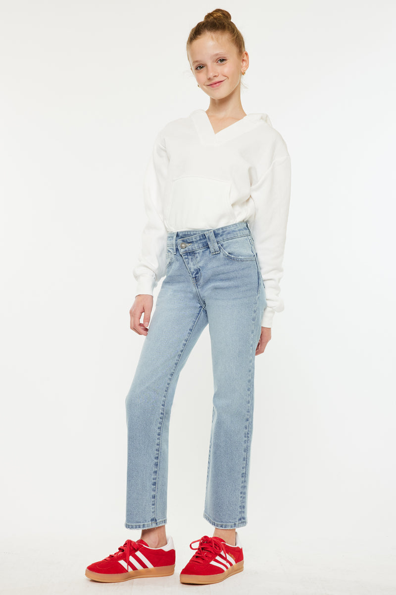 High Rise Straight Jeans for Kids - Comfortable & Stylish Denim Pants for School, Play & Everyday Wear
