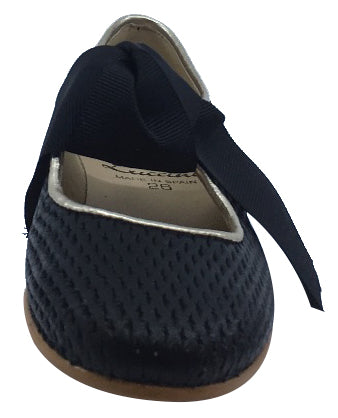 Luccini Girls' Tie Front Mary Jane Shoes - Black Basket Weave Design | Comfortable & Stylish School Shoes for Toddlers & Kids