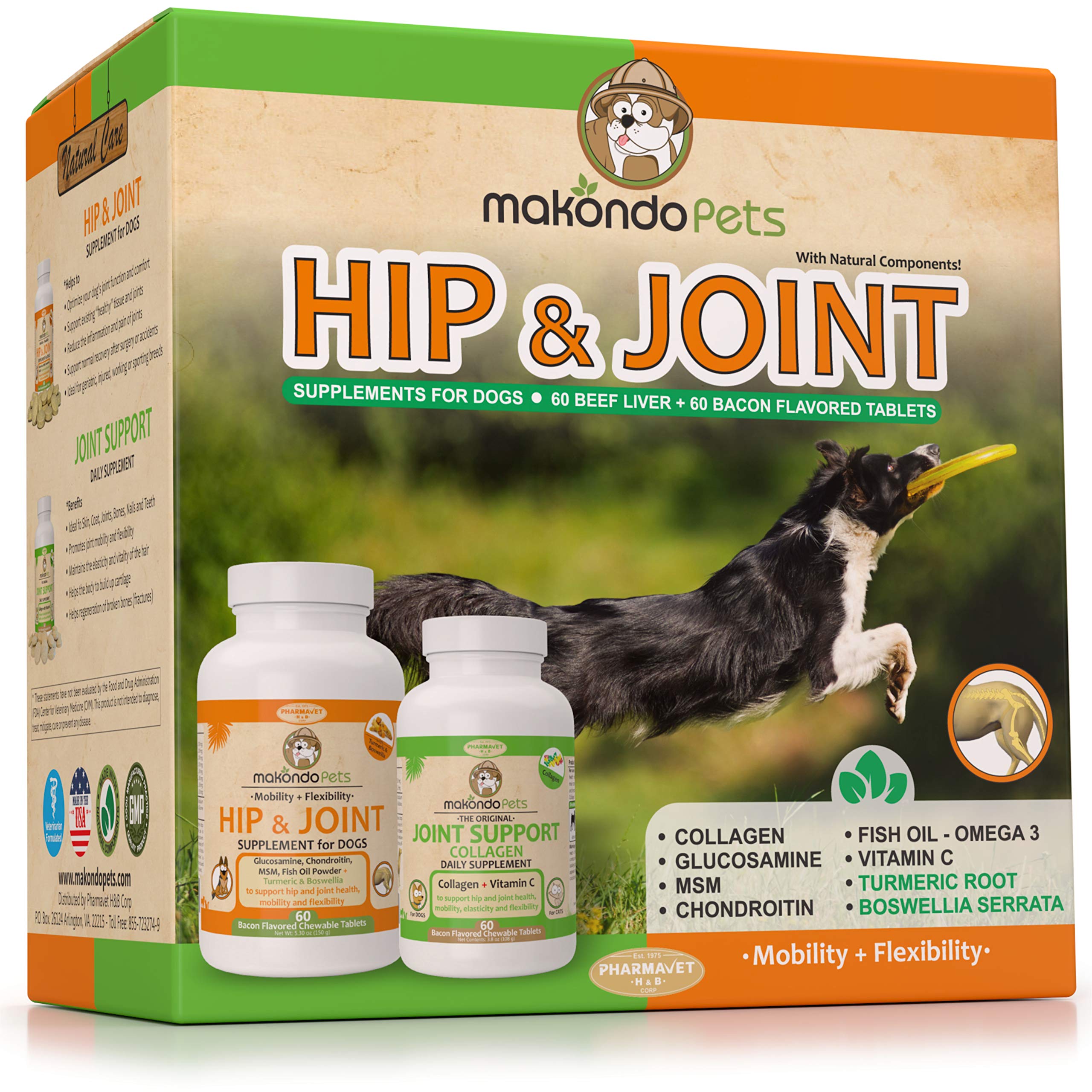 Premium Hip & Joint Supplement for Dogs - Glucosamine, Chondroitin, MSM, Turmeric & Boswellia - Supports Mobility & Reduces Joint Pain - Ideal for Large & Small Breed Dogs - Perfect for Senior Dogs & Active Pets with Arthritis or Joint Discomfort