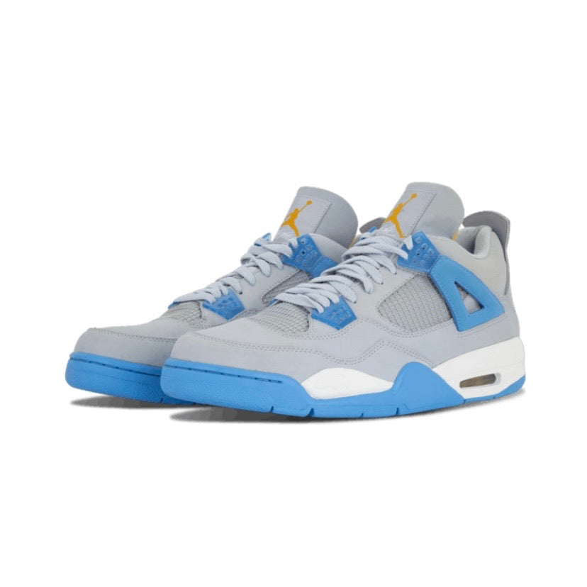 Air Jordan 4 Retro 2006 Sneakers - Mist Blue, University Blue & Gold Leaf White Colorway | Men's Basketball Shoes for Casual Wear & Street Style