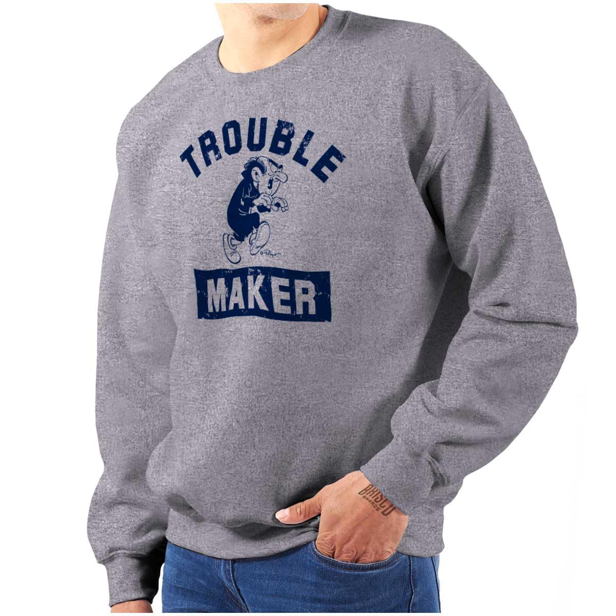 Brisco Brands Smurfs Trouble Maker Gargamel Funny Graphic Sweatshirt for Men & Women | Cute Cartoon Character Pullover Hoodie for Cosplay, Halloween Costume & Casual Wear