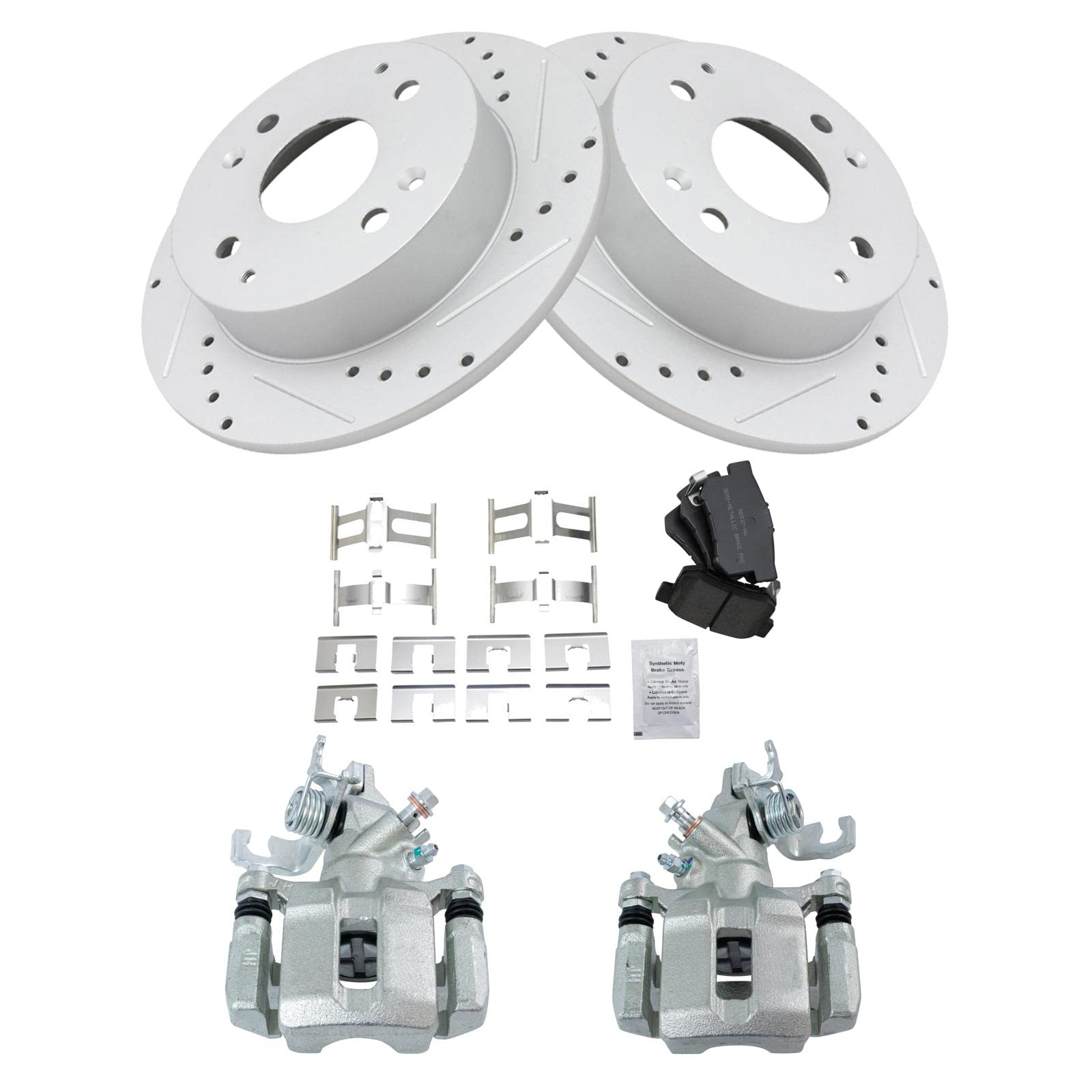 TRQ Rear Performance Brake Pad and Rotor Kit - Semi-Metallic Solid Premium G-Coated - Compatible with 1998-2002 Honda Accord - Perfect for Daily Driving, Highway Cruising, and Performance Upgrades