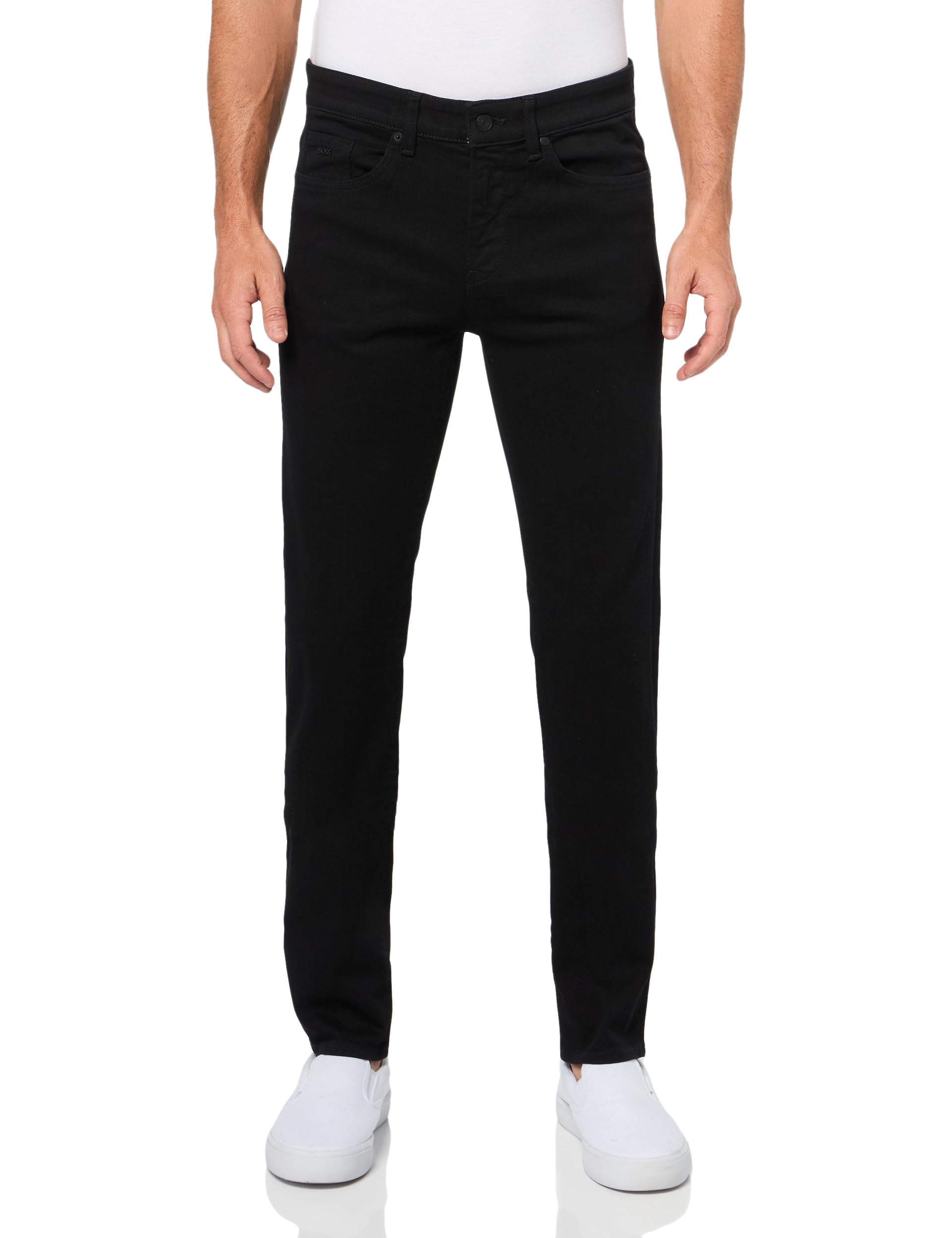BOSS Men's Slim Fit Black Stretch Cotton Jeans - Comfortable & Stylish for Work, Casual & Night Out