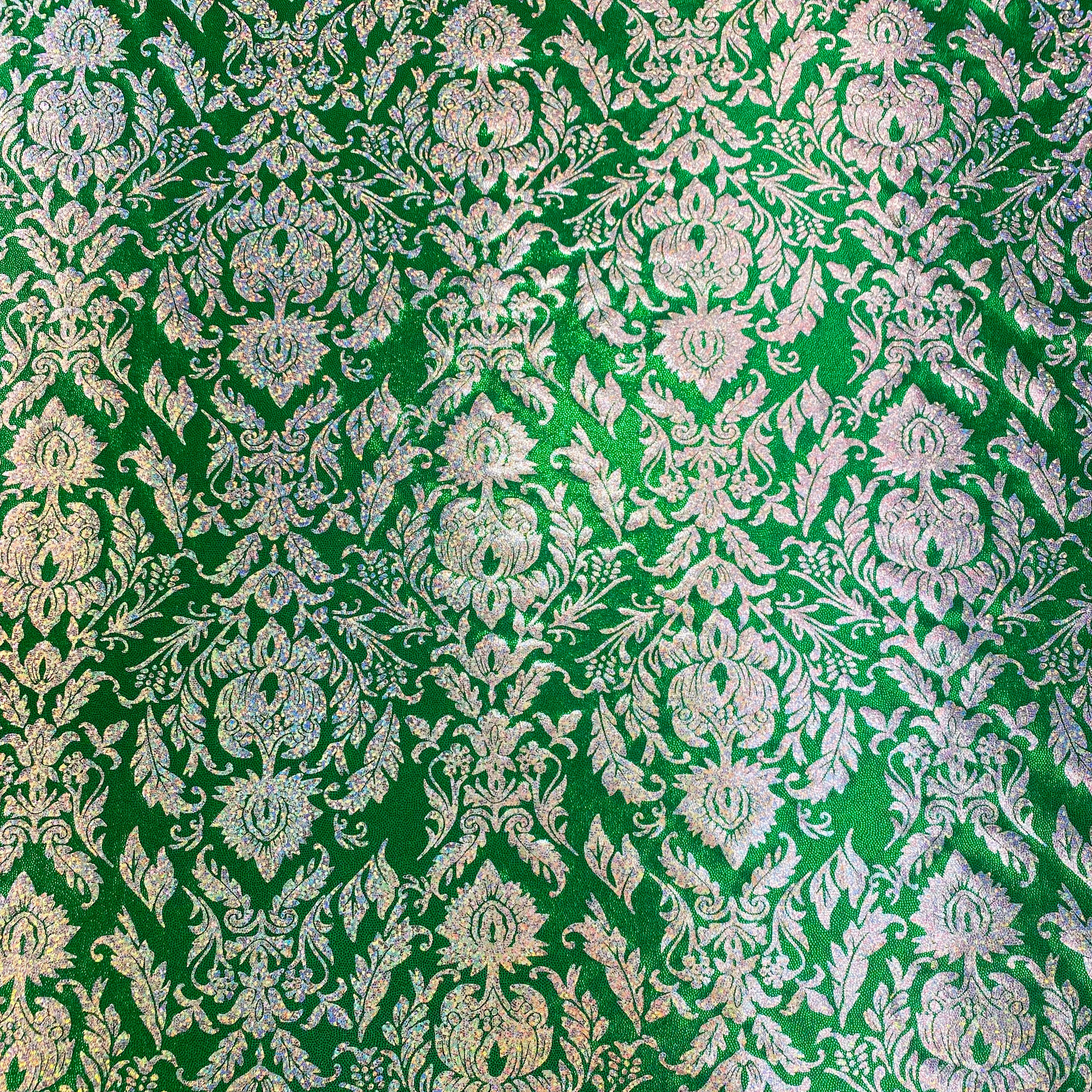 Grace Hologram Fog Finish Nylon Spandex Fabric - Kelly Green Metallic Textile for Fashion Design, Costumes & DIY Craft Projects