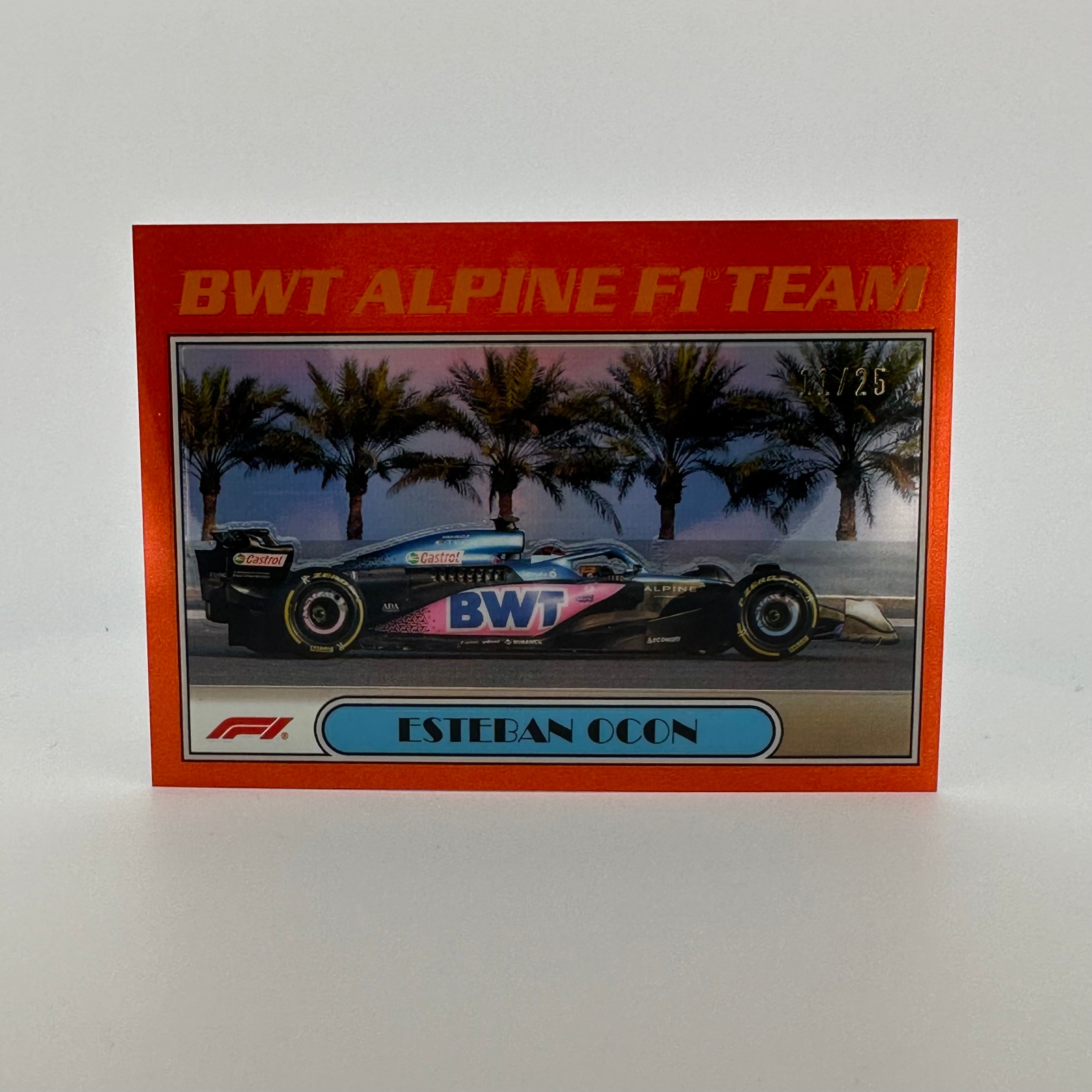 2023 Topps Chrome Formula 1 Trading Card - Esteban Ocon #AU77 Orange Parallel - Limited Edition Collectible for F1 Fans & Sports Memorabilia Enthusiasts - Perfect for Display, Trading, and Investment