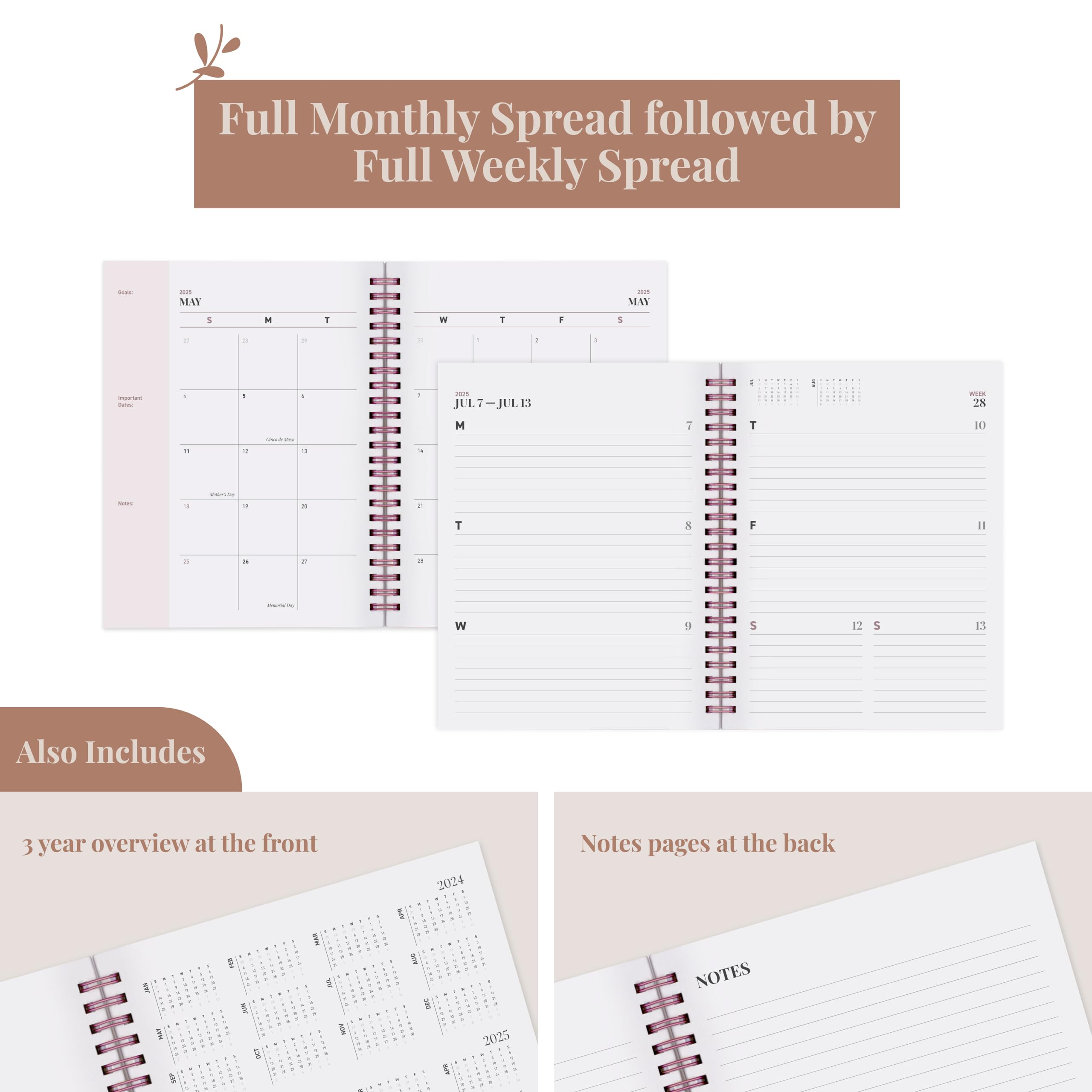2024-2025 Riley's Academic Planner - 18-Month Weekly & Monthly Organizer with Durable Cover, Notes Pages & Twin-Wire Binding (8.3
