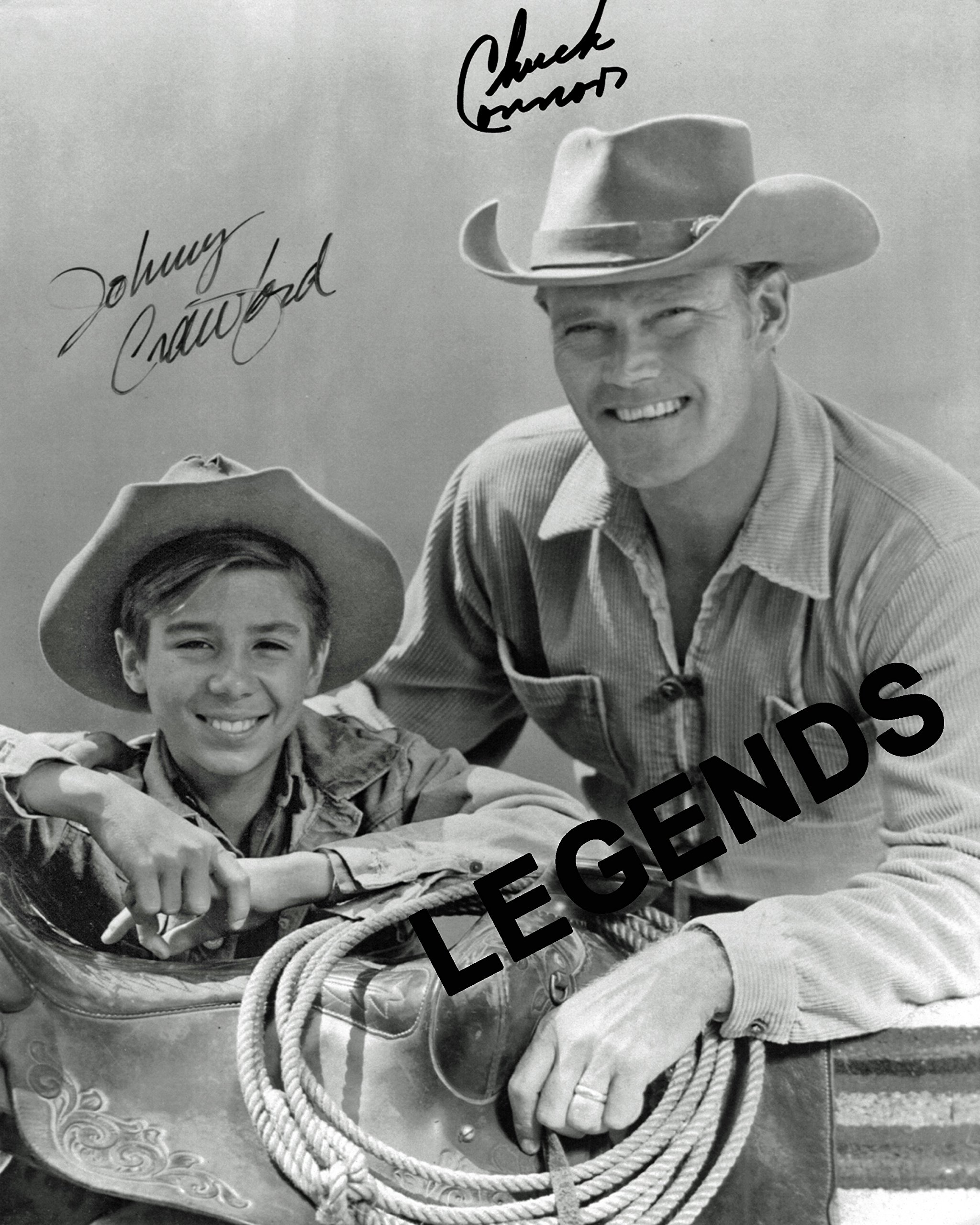 Authentic Signed Rifleman Chuck Connors & Johnny Crawford 8x10 Photo - RIFLE-01 - Vintage TV Memorabilia, Perfect for Western Collectors & Home Theater Decor