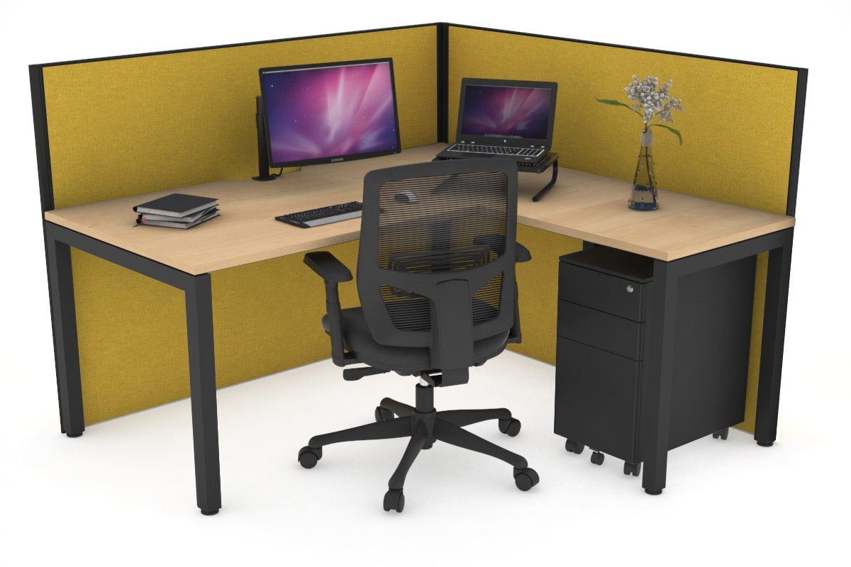 Horizon Quadro Square Legs L-Shaped Corner Office Desk - 1400L x 1800W with Cable Management | Modern Home Office Furniture for Small Spaces & Workstations