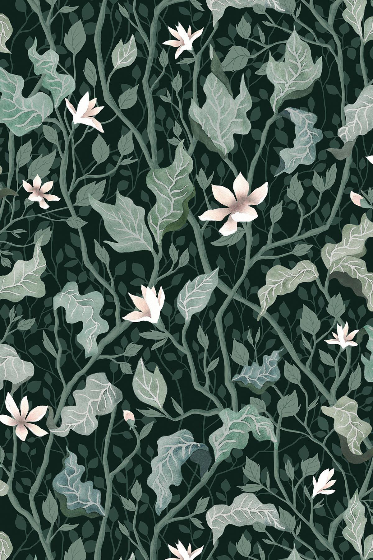 Forest Fauna Dark Green - Premium Home Decor for Nature Lovers | Perfect for Living Room, Bedroom & Office Decor