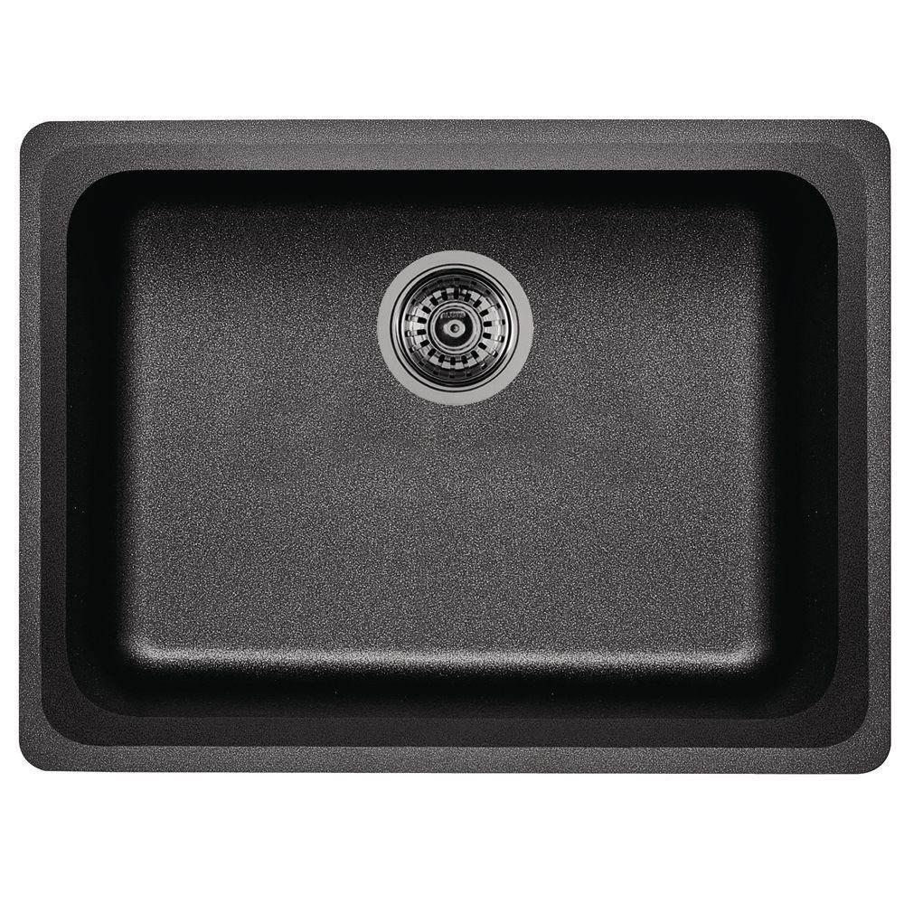 Blanco Vision Undermount Composite Kitchen Sink - 24x18x8 Single Bowl 0 Hole Anthracite (Model 573769) | Perfect for Modern Kitchens & Food Prep Stations