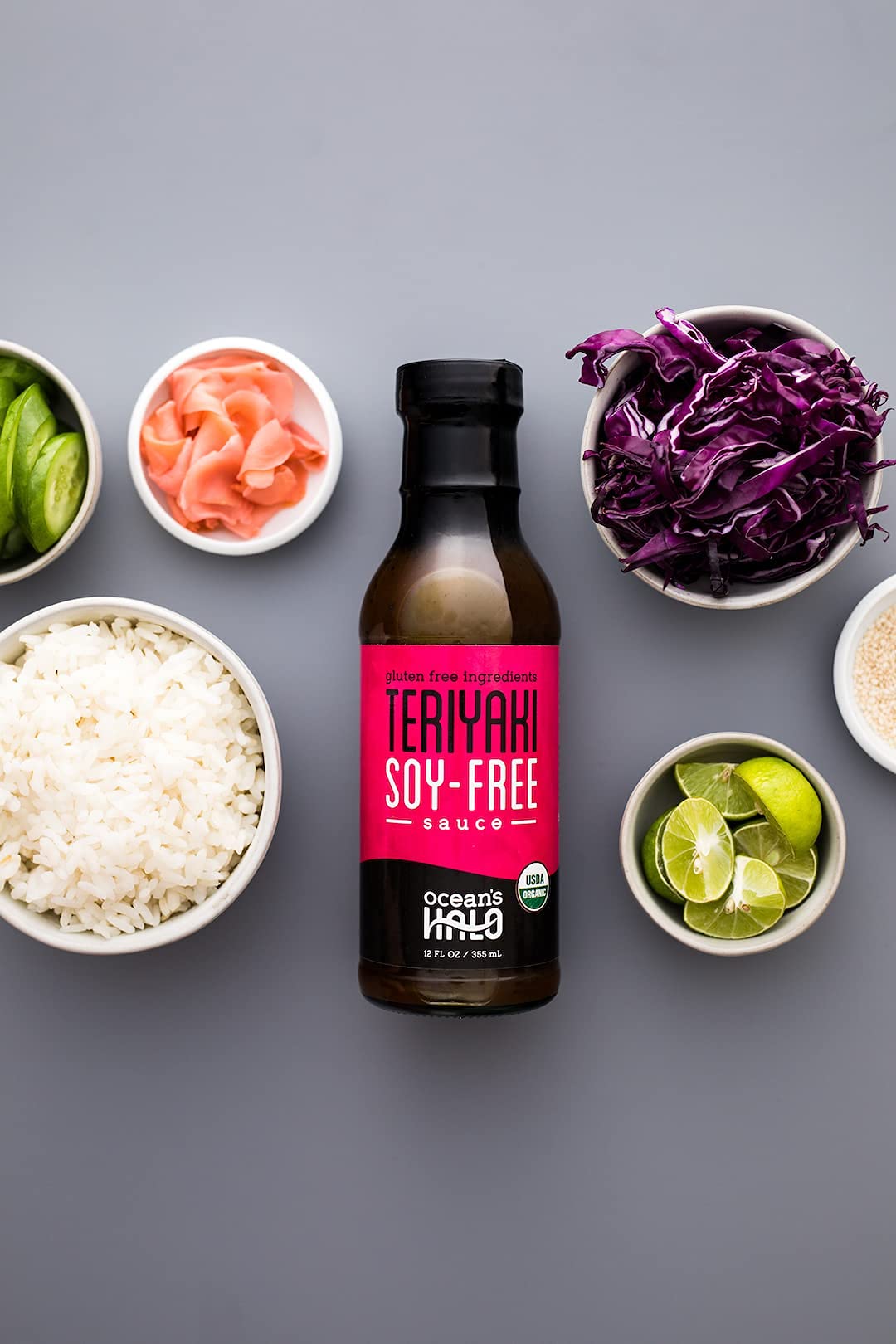 Ocean's Halo Organic Teriyaki Sauce - Soy-Free, Gluten-Free, Vegan (8oz) - Perfect for Stir Fry, Marinades & Asian-Inspired Dishes