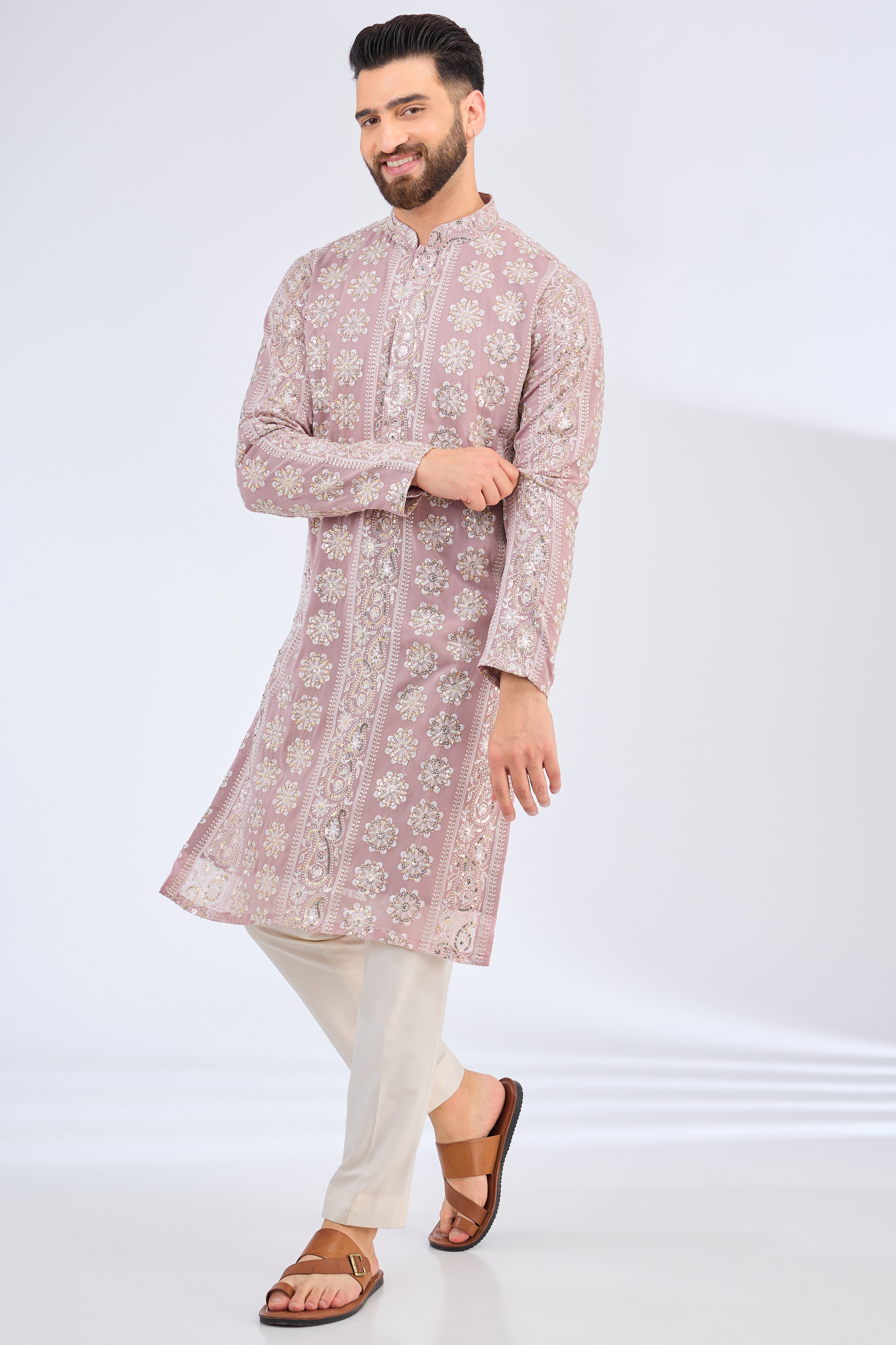 Elegant Purple Chikankari Kurta with Intricate Paisley Embroidery - Perfect for Festivals, Weddings & Ethnic Occasions
