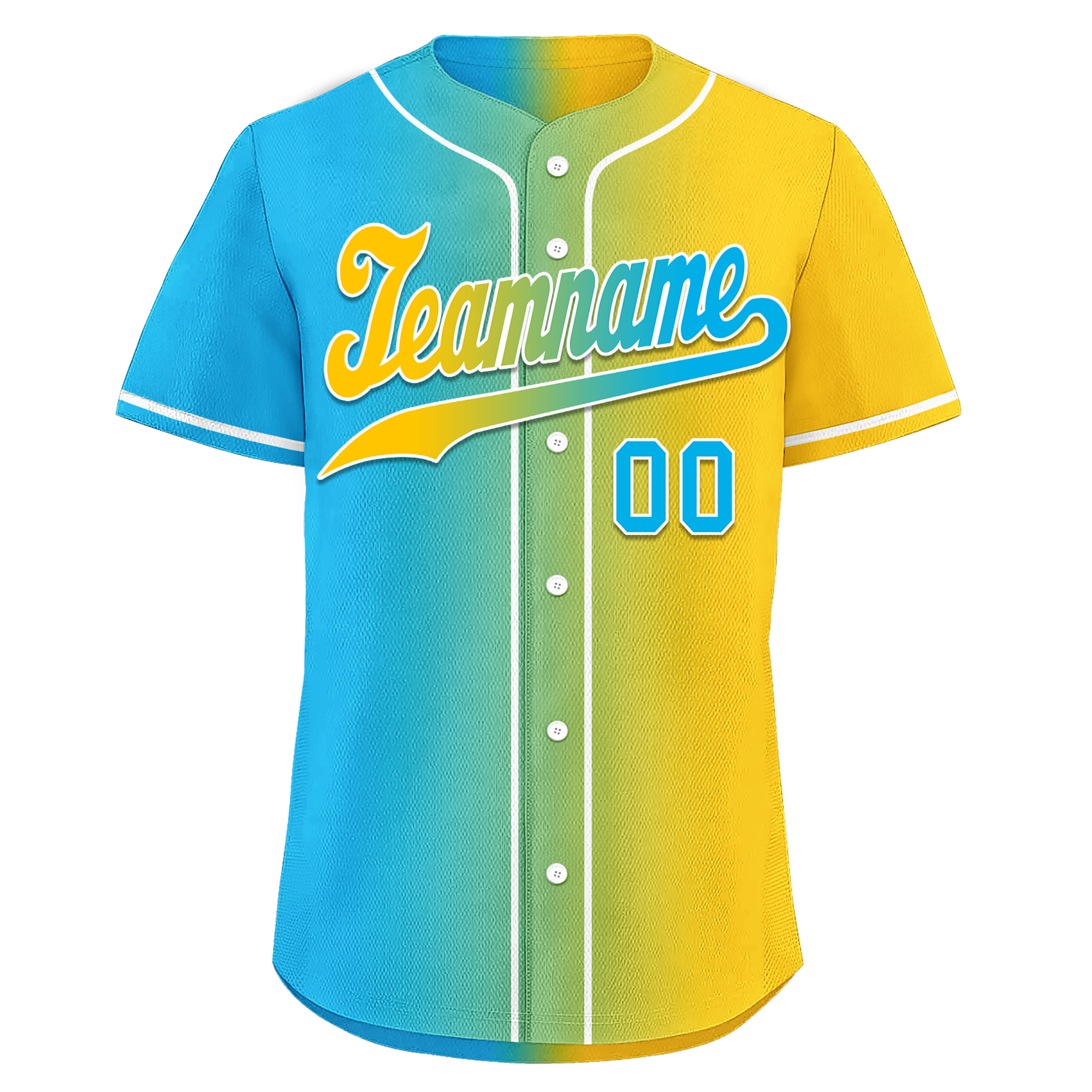 Custom Blue & Yellow Gradient Personalized Authentic Baseball Jersey - BSBJ01 - Perfect for Team Sports, Fan Events & Casual Wear
