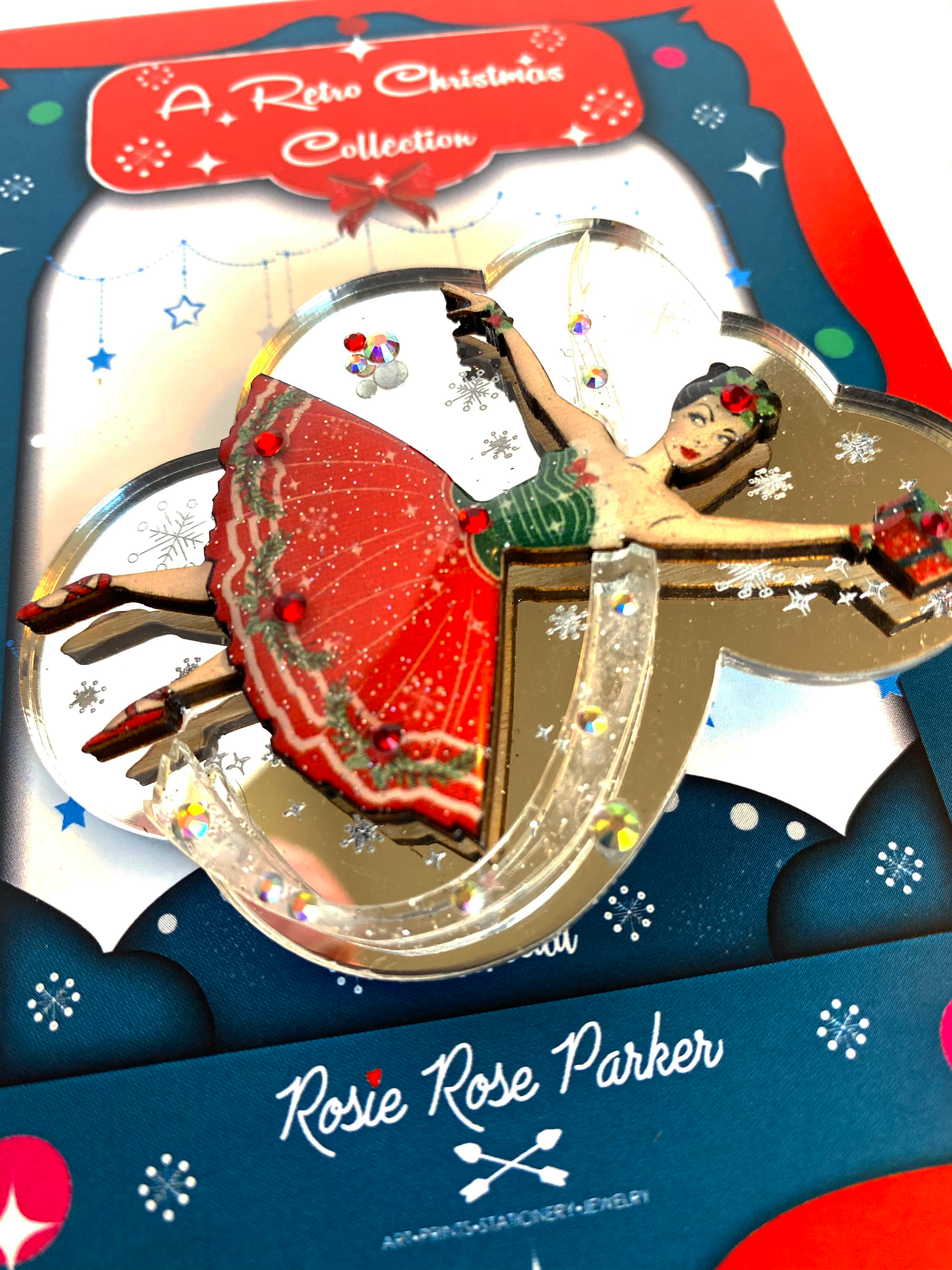 Elegant Ballerina Christmas Brooch by Rosie Rose Parker - Perfect for Holiday Gifts, Festive Attire & Christmas Tree Decorations