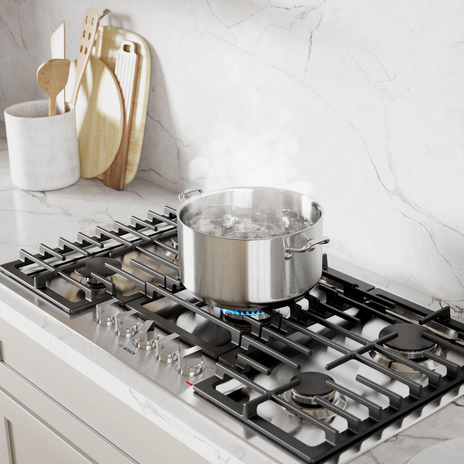 Bosch NGM5059UC 500 Series 30-Inch Stainless Steel Gas Cooktop - Professional 5 Burner Stove for Modern Kitchen Cooking, Grilling & Entertaining