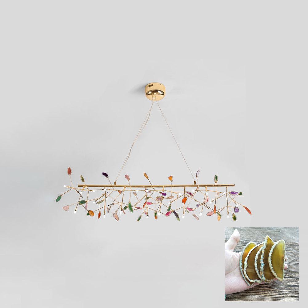 Exquisite Agate Flake Crystal Chandelier - Elegant Handcrafted Lighting Fixture for Dining Room, Living Room, or Bedroom Decor