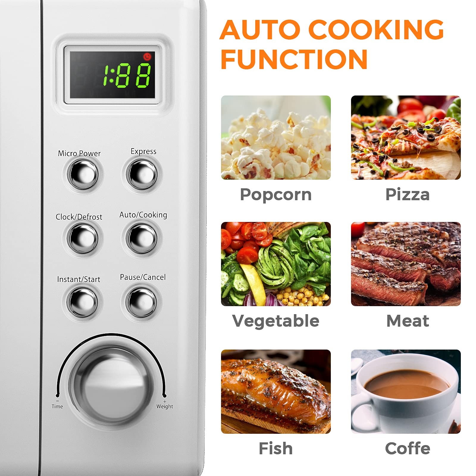 MAT EXPERT 0.7 Cu.ft Compact Microwave Oven - 700W Small Microwave with Digital Timer, Child Safety Lock & 6 Preset Buttons - Includes Glass Turntable, Delayed Start & 5 Power Levels (White) - Perfect for Dorms, Offices, Small Kitchens & RVs