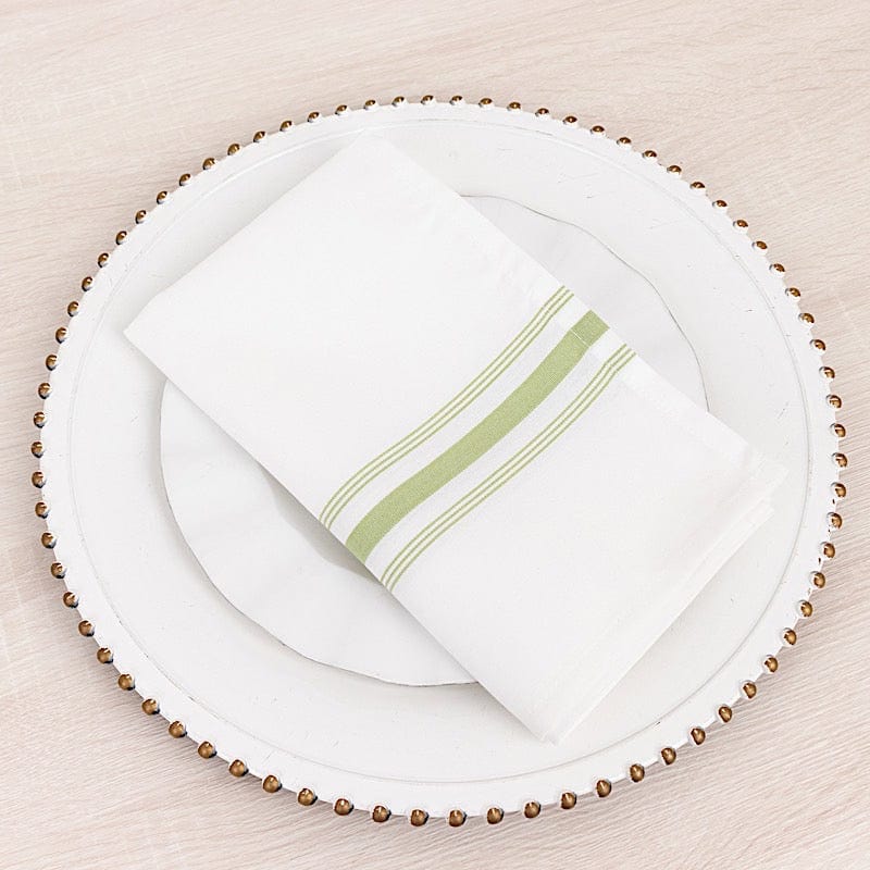 10 Pack Striped Polyester Napkins 18x22 Inches - Elegant Table Linens for Dinner Parties, Weddings & Home Decor