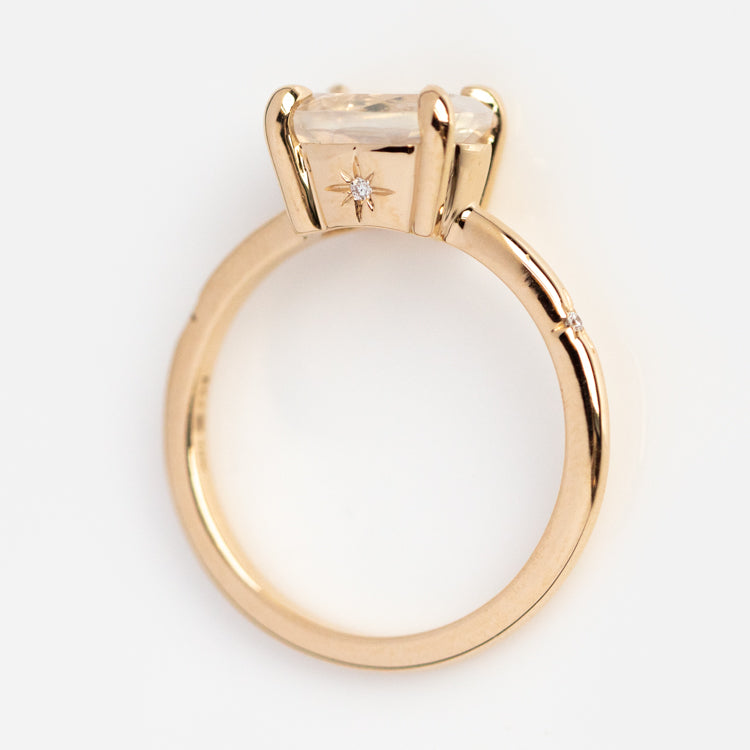 14K Gold Stella Moonstone & Diamond Hidden Star Ring - Elegant Jewelry for Women, Perfect for Weddings, Anniversaries & Special Occasions