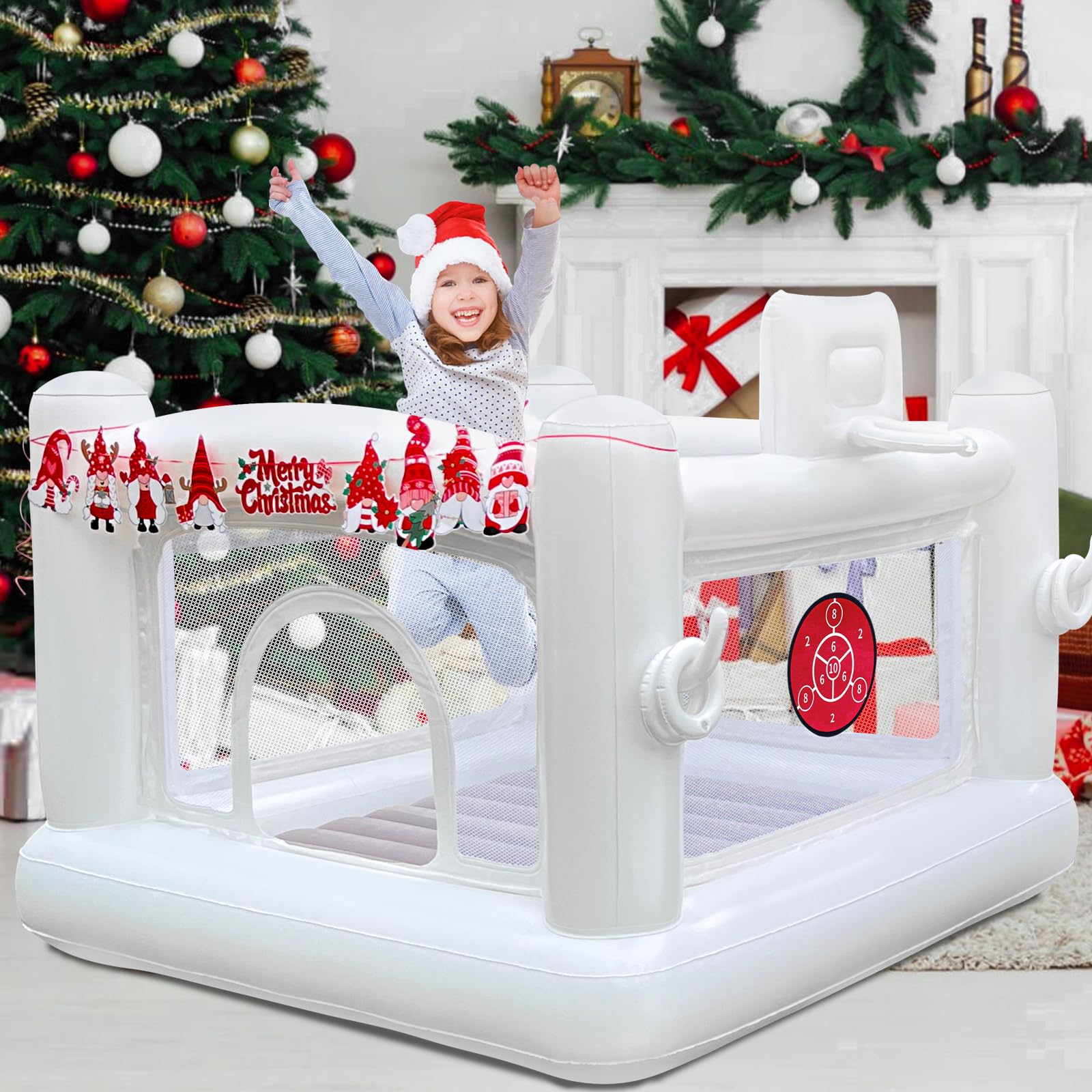 White Bounce House for Kids 3-6 Years Old | Inflatable Castle Playhouse with Ball Pit | Includes Air Pump | Easy Setup & Storage | 58.2