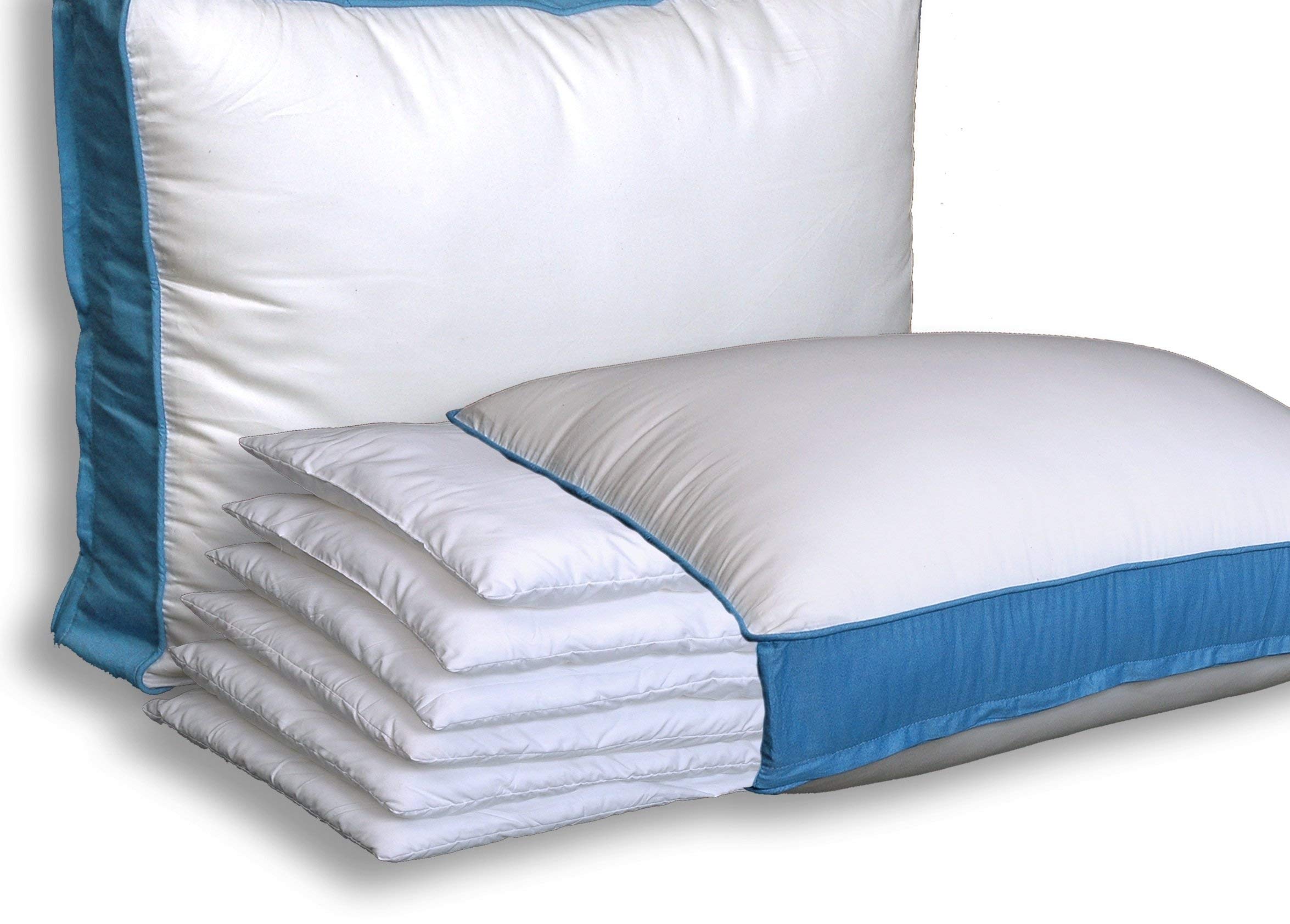 Adjustable Layer Pancake Pillow - Customizable Height King Size Luxury Pillow for Neck & Back Support - Perfect for Side Sleepers, Stomach Sleepers & Travel