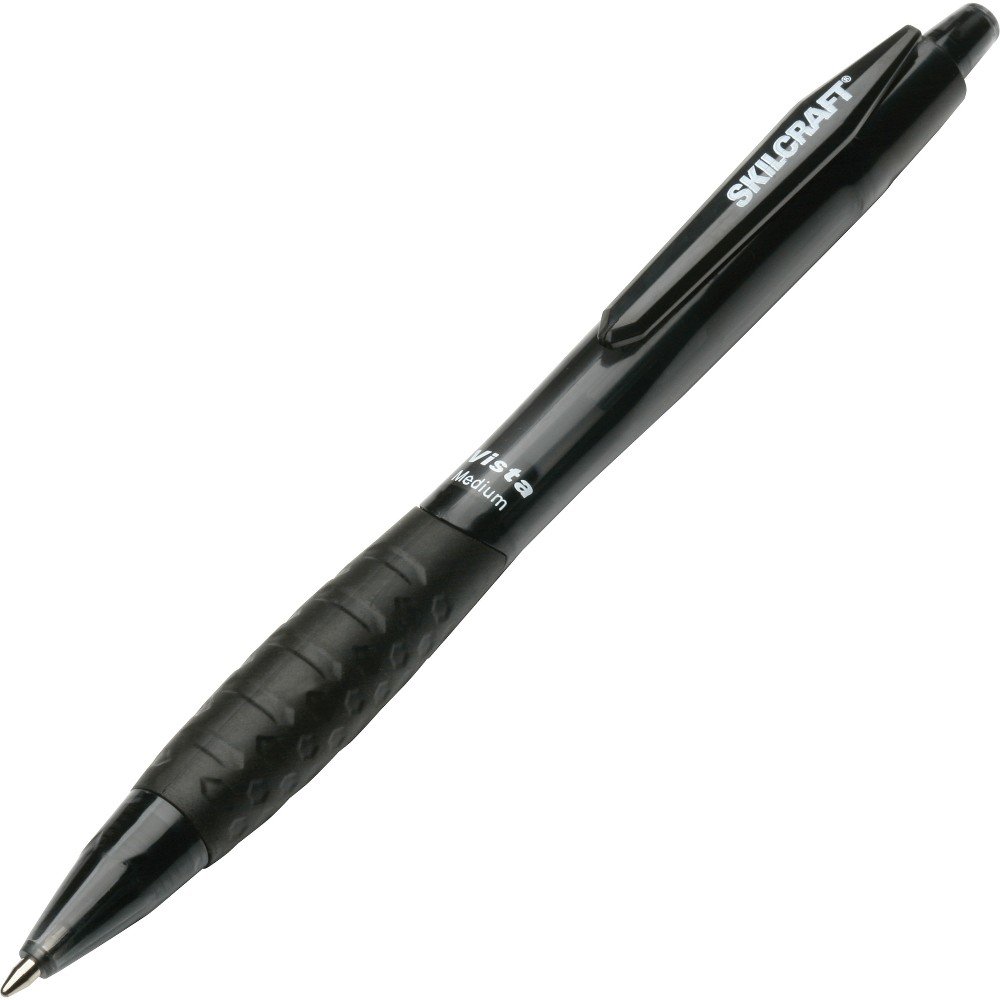 Skilcraft Retractable Vista Ballpoint Pens - Black Ink, Smooth Writing (NSN 4457225) - Perfect for Office, School & Business Use
