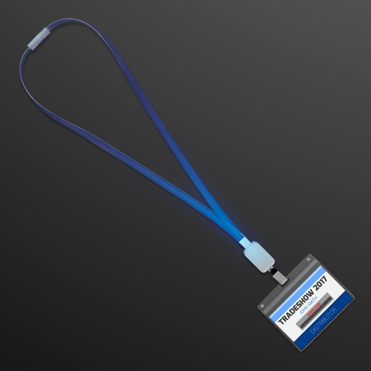 LED Light Up Lanyard Badge Holders (Blue) - Perfect for Events & Conferences